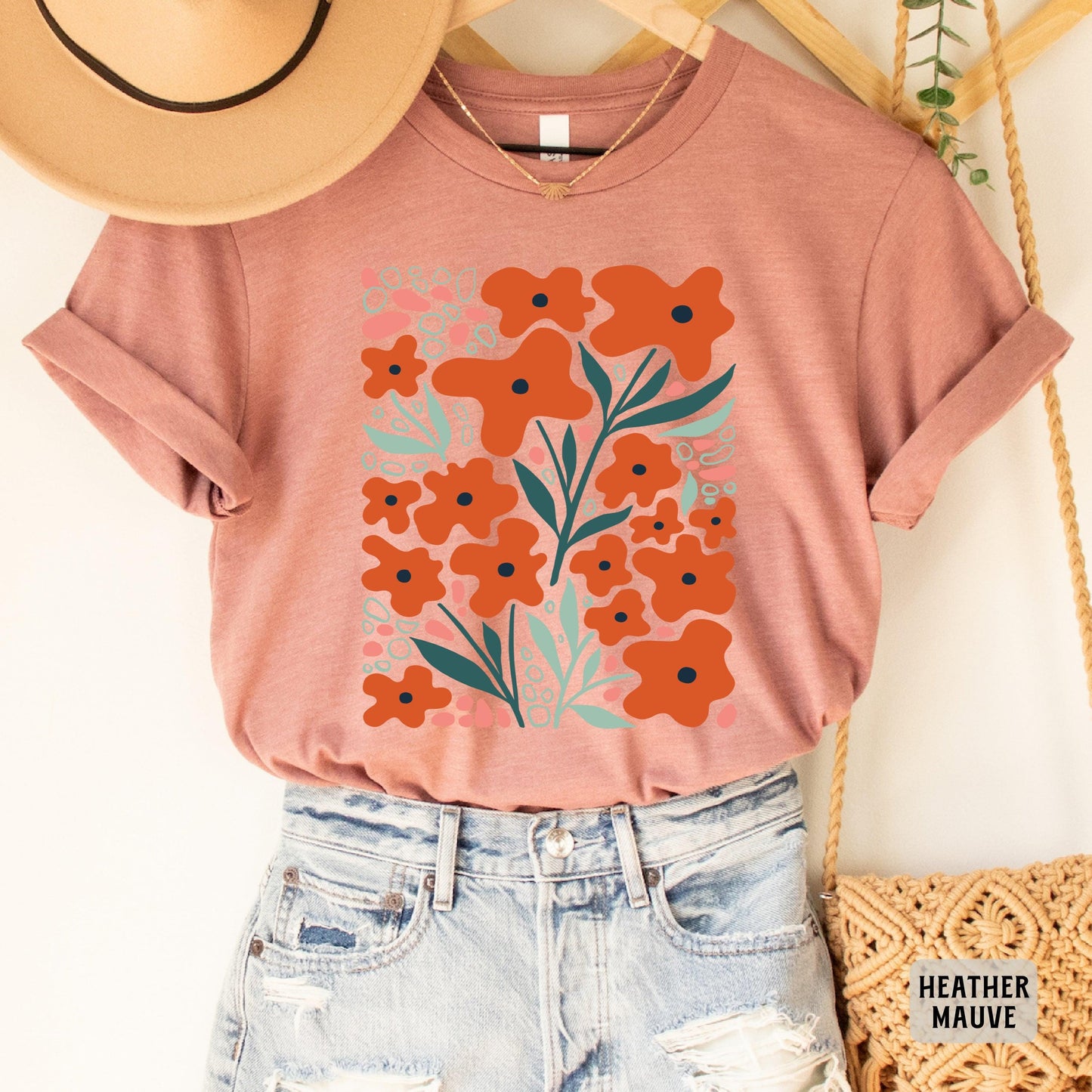 Boho Wildflowers Shirt Goblincore Shirt Botanical Shirt Gardening Shirt Retro Flower Shirt