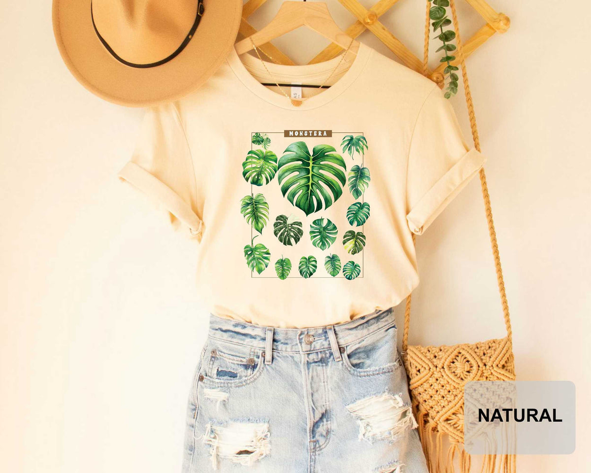 Monstera Shirt – Botanical Plant Mama Tee | Gardener Gift, Leaf Print Shirt