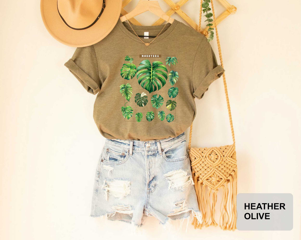 Monstera Shirt – Botanical Plant Mama Tee | Gardener Gift, Leaf Print Shirt