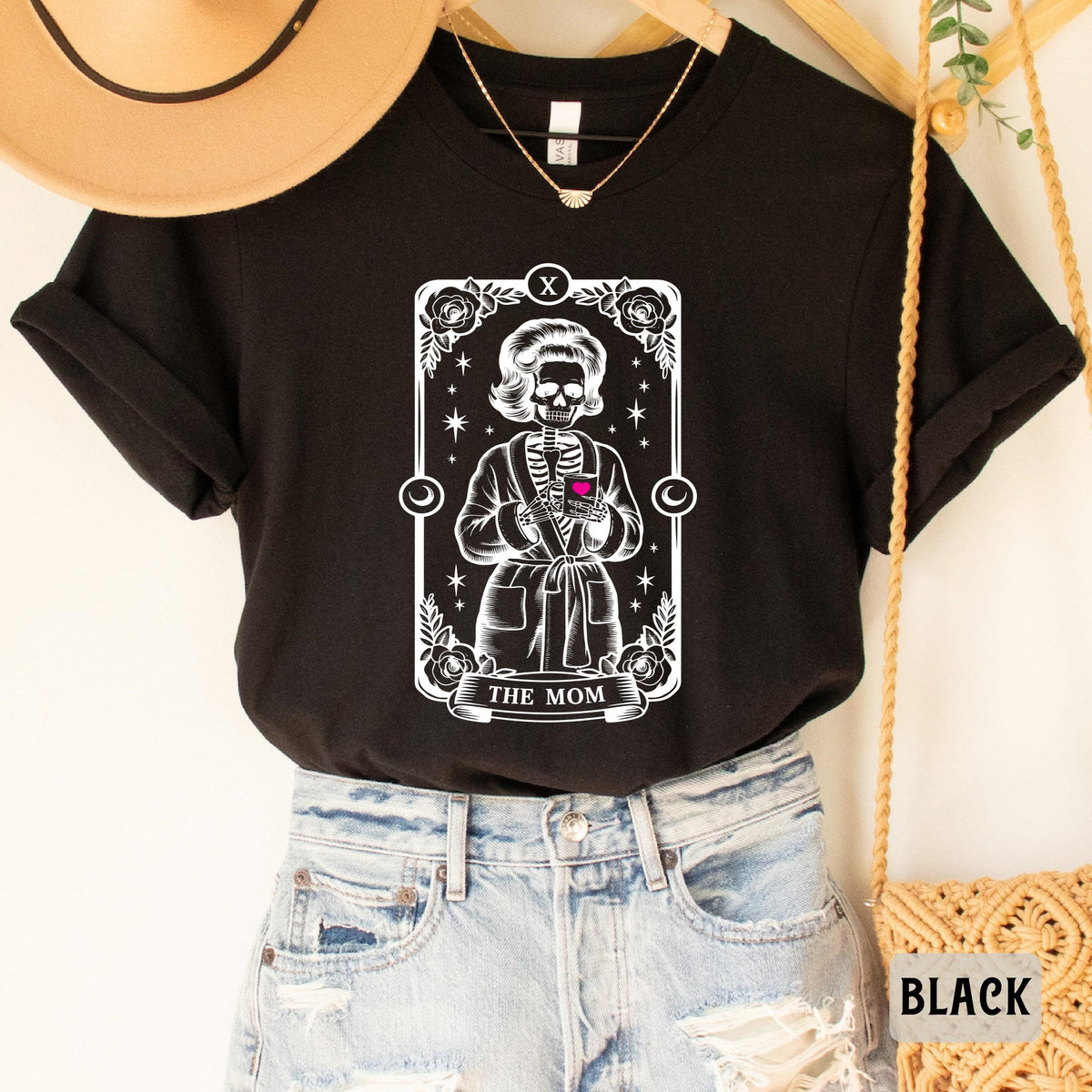 Mom Tarot Card Shirt – Skeleton Mom Shirt With Witchy Vibes & Celestial Mama Tee