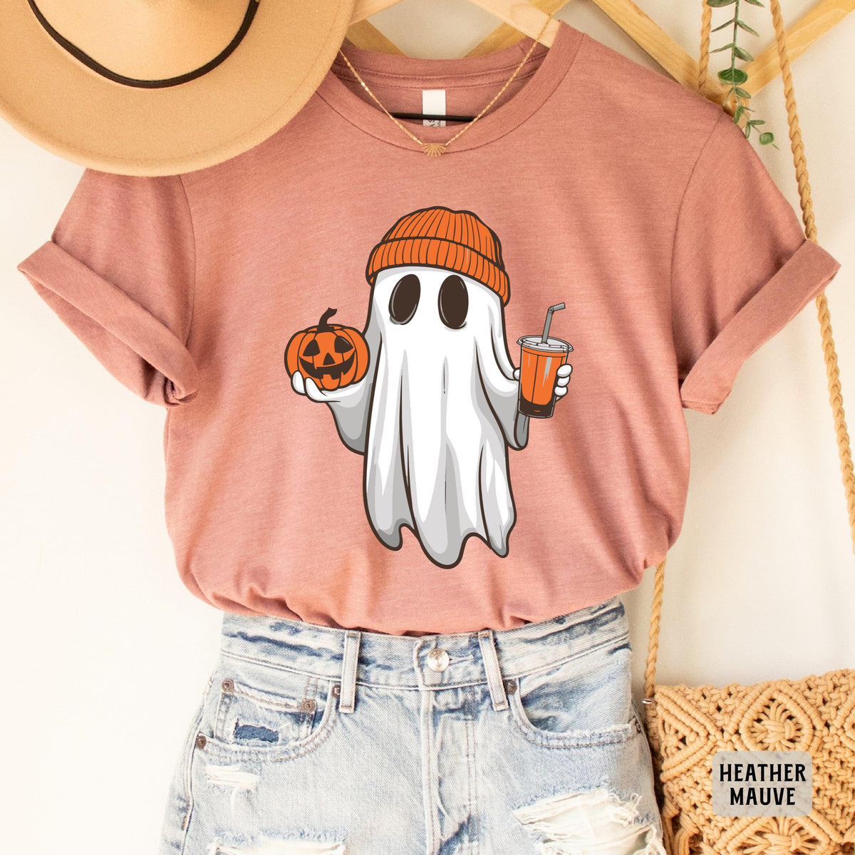 Ghost Drinking Coffee Shirt Coffee Lover Shirt Halloween Party Shirt Fall Coffee Shirt