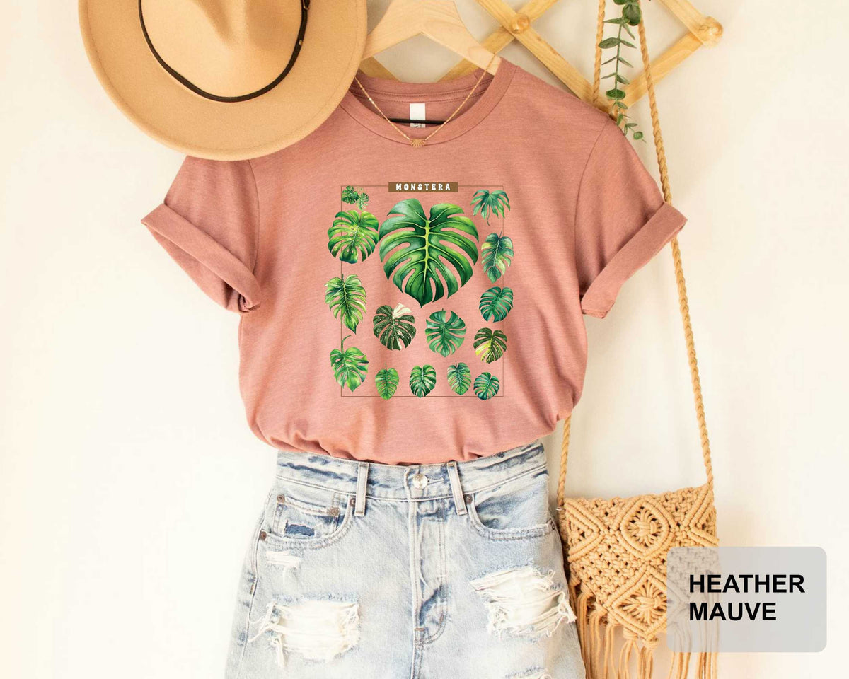 Monstera Shirt – Botanical Plant Mama Tee | Gardener Gift, Leaf Print Shirt