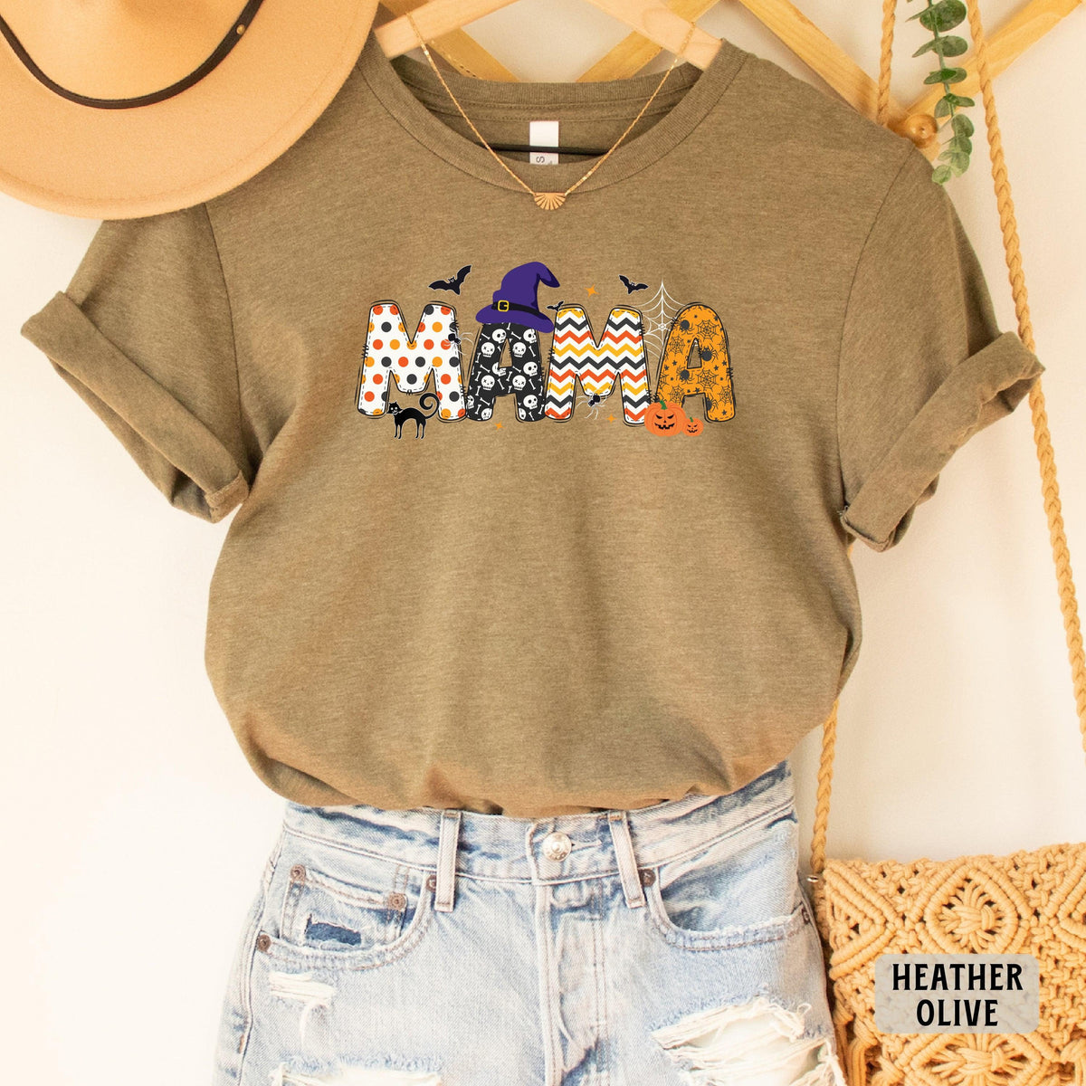 Halloween Mama Shirt - Spooky Mom Tee | Retro Halloween & Witchy Mama Style