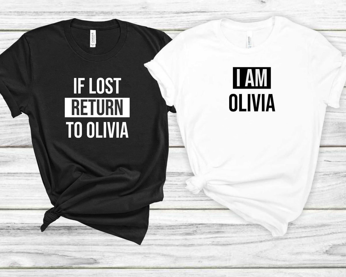 Custom Couples T-Shirts: "If Lost Return To" Matching Tees