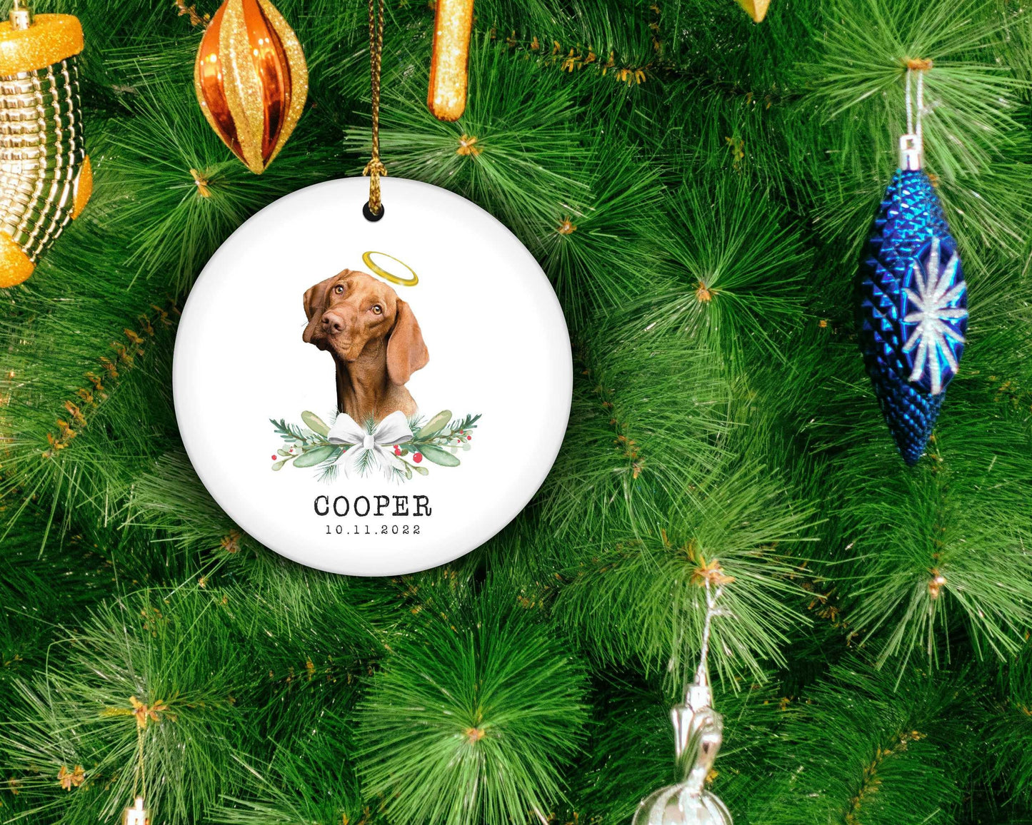 Custom Dog Memorial Ornament, Personalized Pet Loss Gift