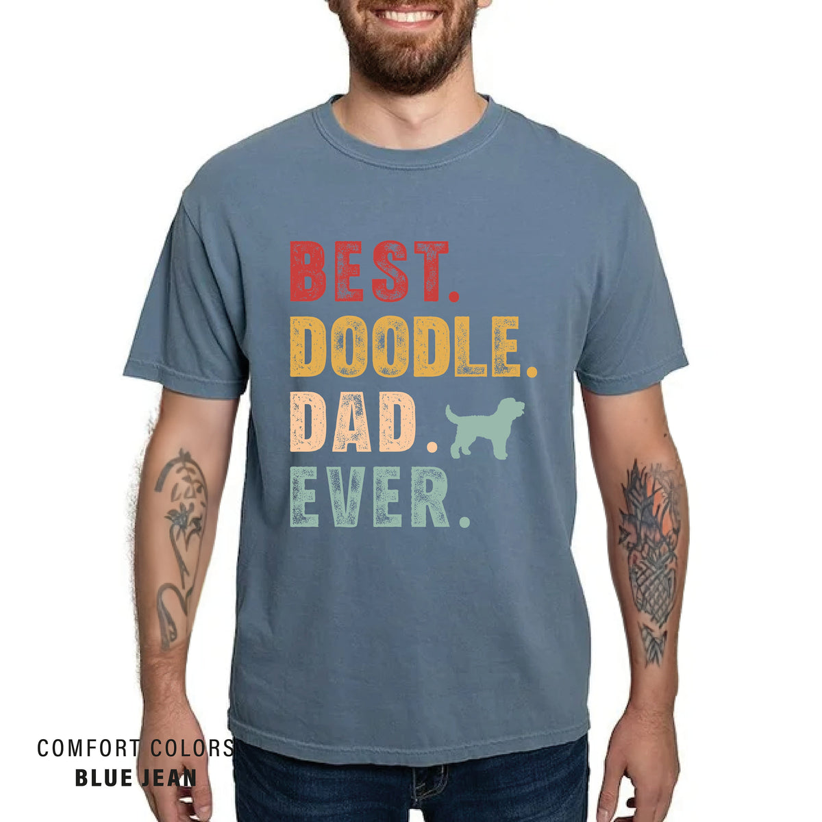 Doodle Dad T-Shirt: Retro Goldendoodle Comfort Colors Tee