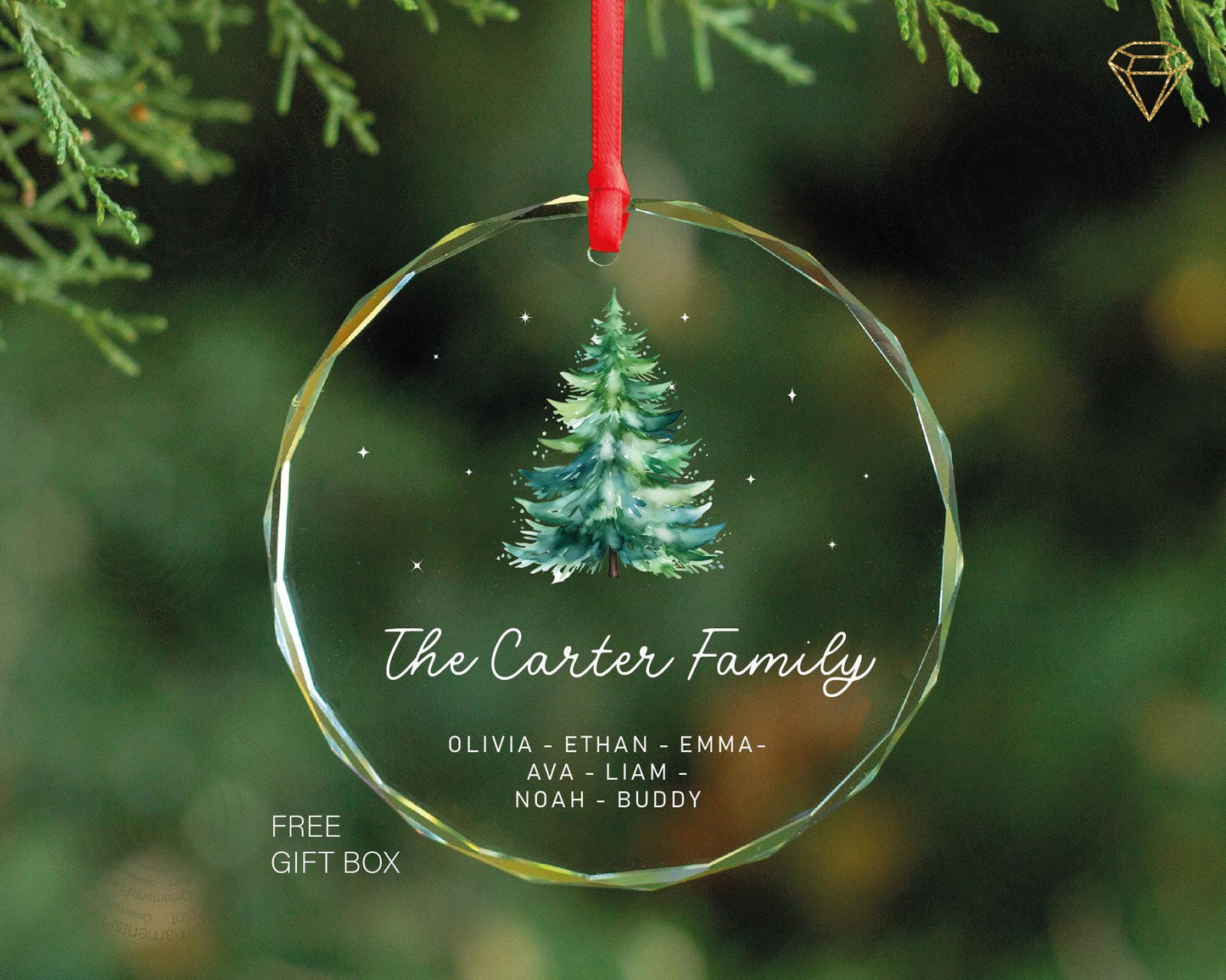 Personalized Christmas Family Name Ornament - Custom Parents and Children Names Ornament - Housewarming Gift