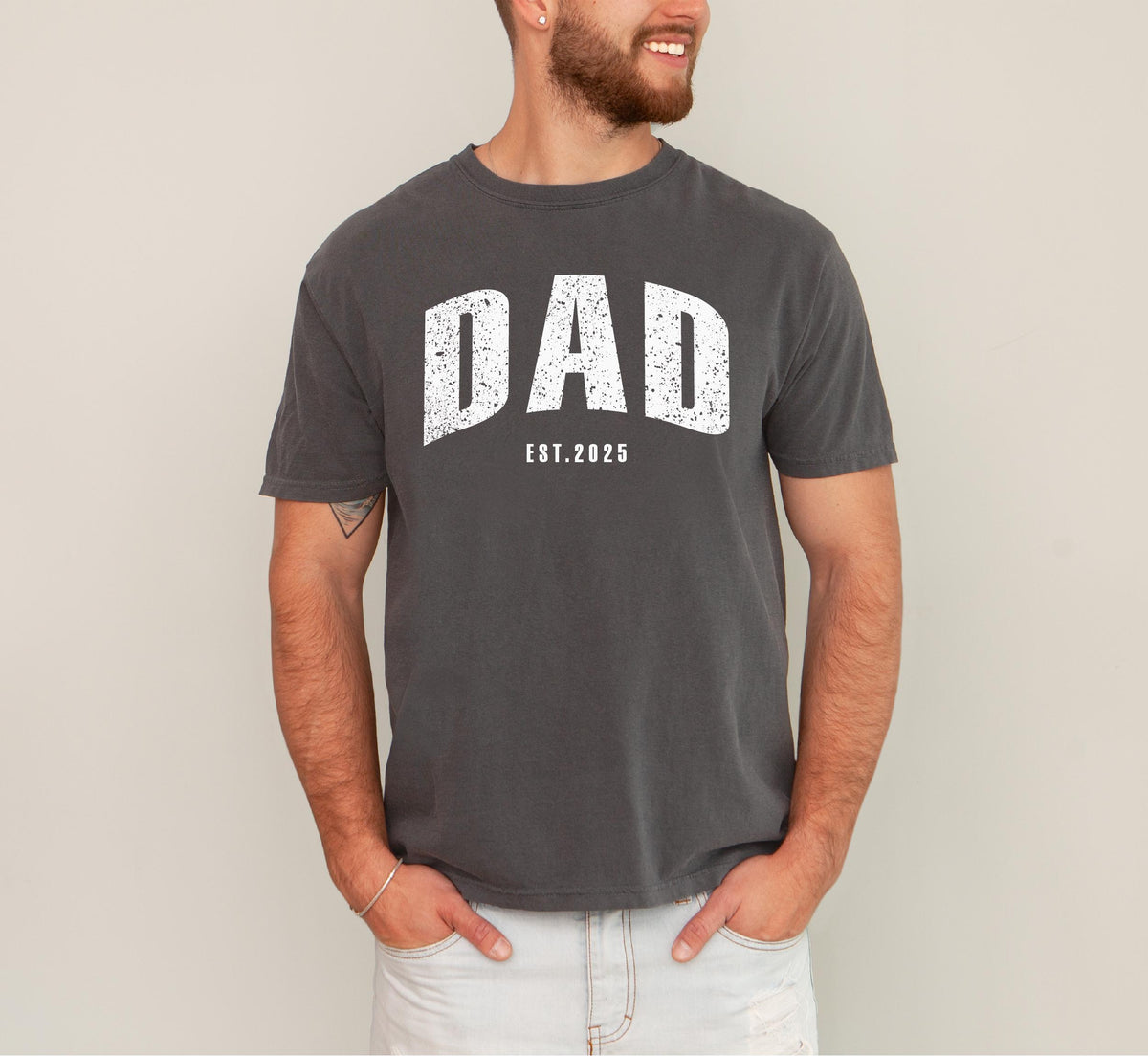 Custom Dad Est. Year Comfort Colors Shirt - New Dad Gift