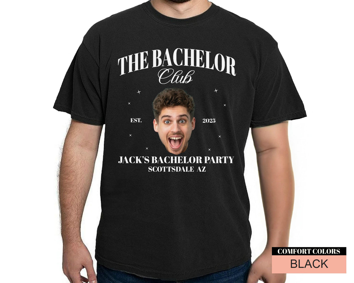 Personalized Bachelor Party Shirt with Groom Photo: Custom Comfort Colors Tee