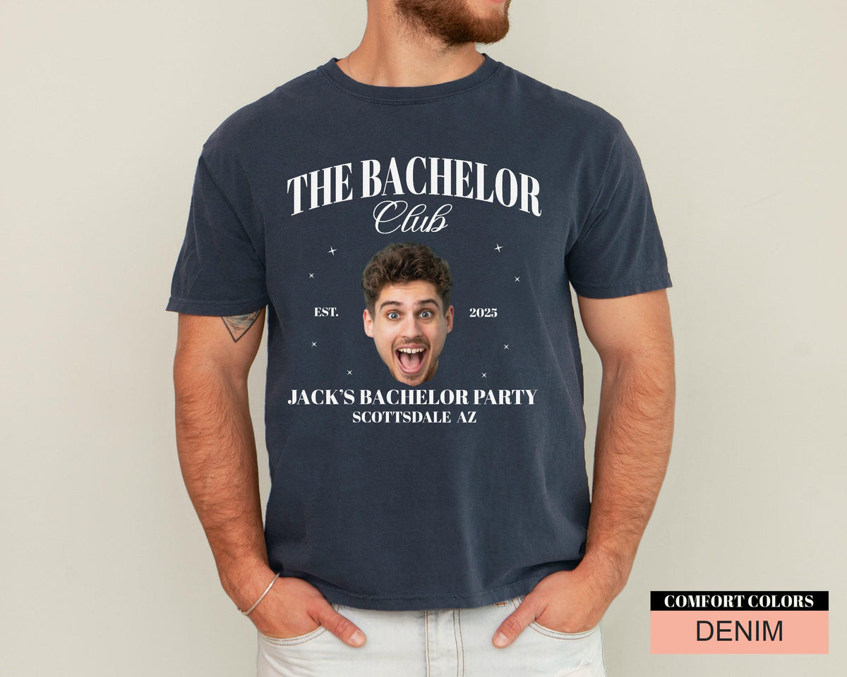 Personalized Bachelor Party Shirt with Groom Photo: Custom Comfort Colors Tee