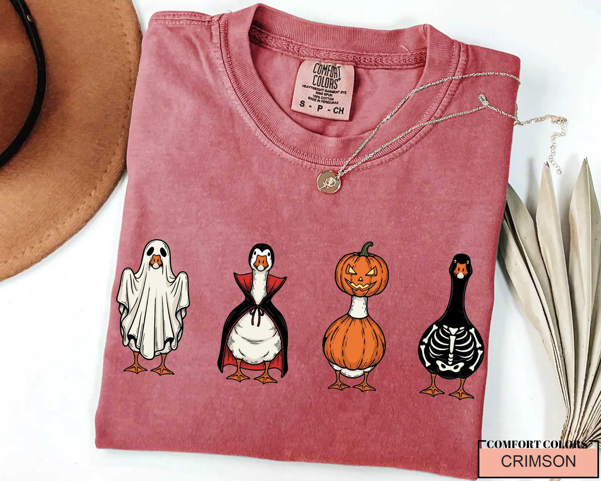 Funny Halloween Goose T-Shirt: Spooky Ghost, Pumpkin, Vampire Costume