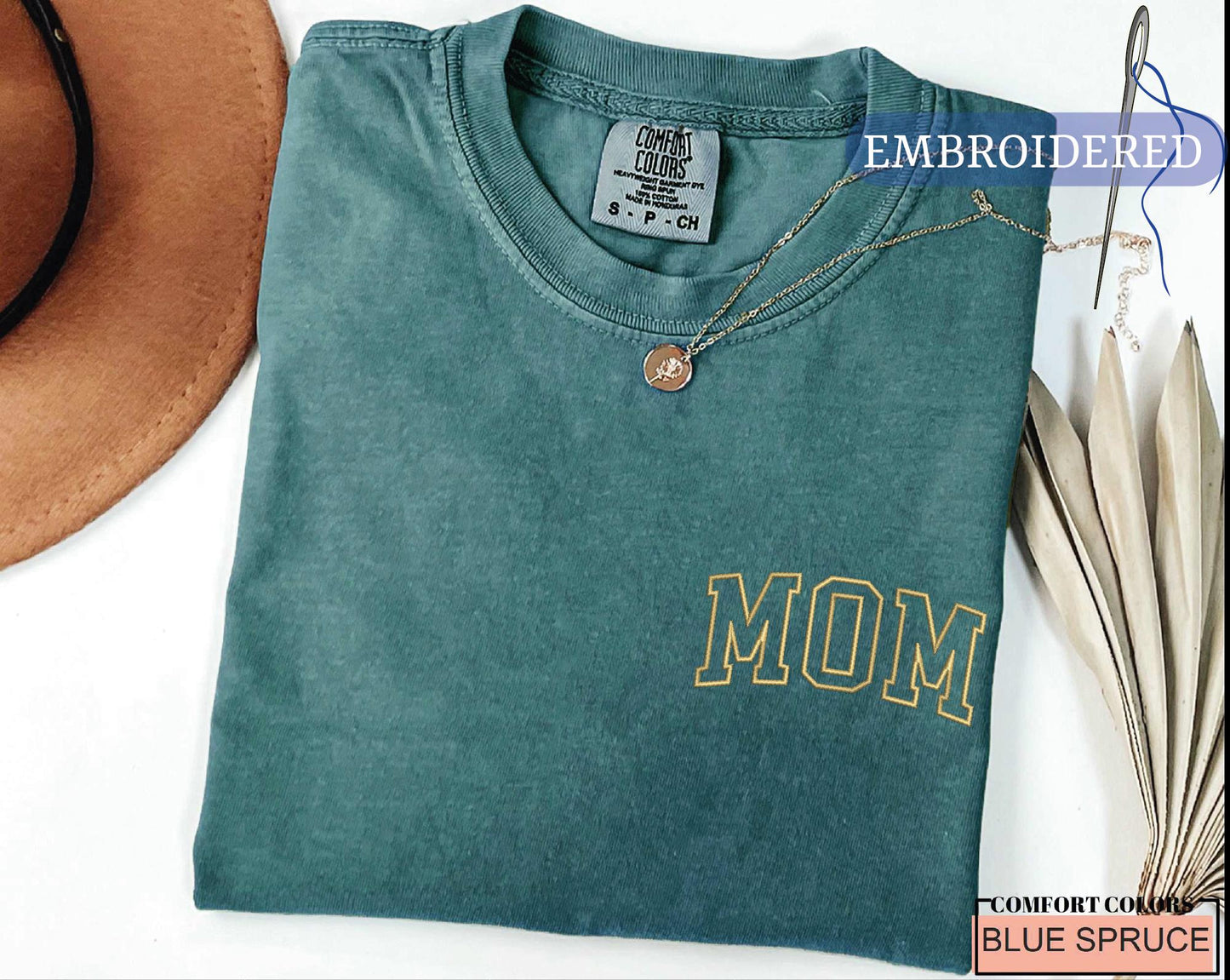 Mom Embroidered Pocket Design Shirt - Pregnancy Mother Keepsake