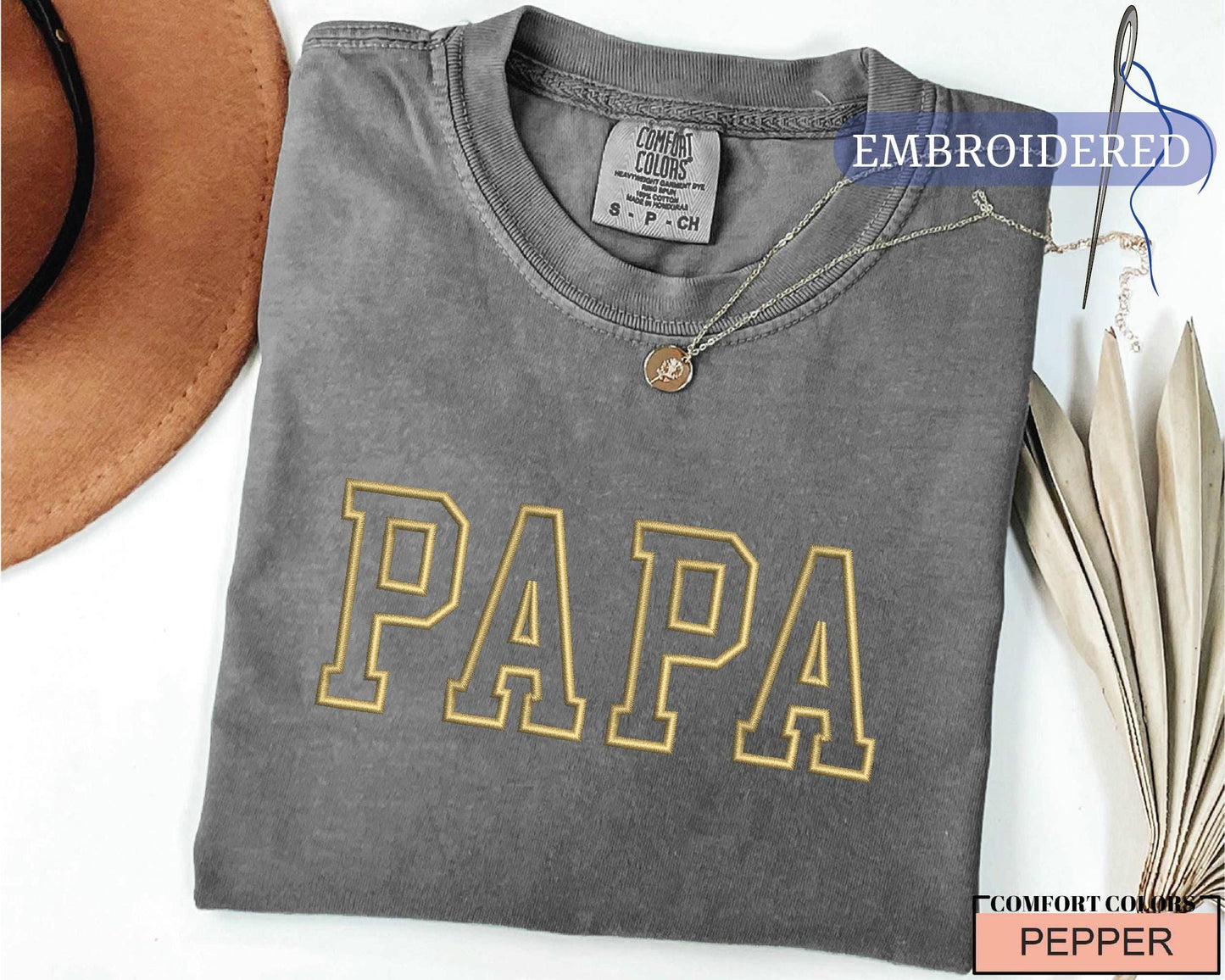Custom Embroidered Papa Shirt - New Grandfather Outfit