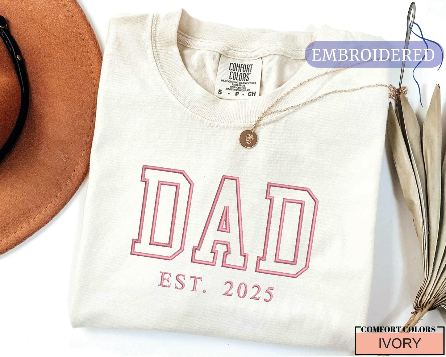 Personalized Dad Embroidered Shirt with Est Year - Birthday Gift for Father