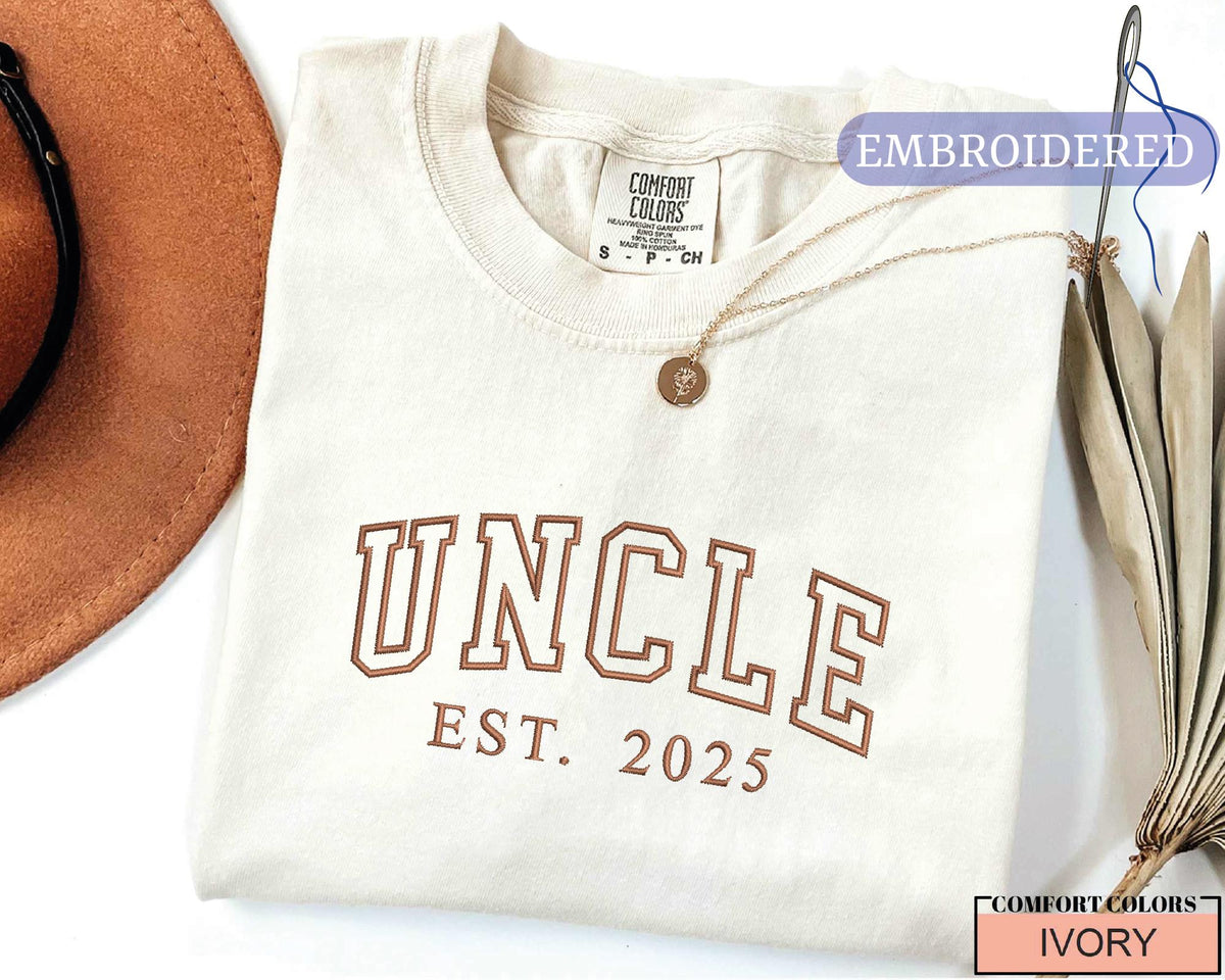 Personalized Uncle Est Year Embroidered Shirt - New Uncle Gift Custom Year Outfit