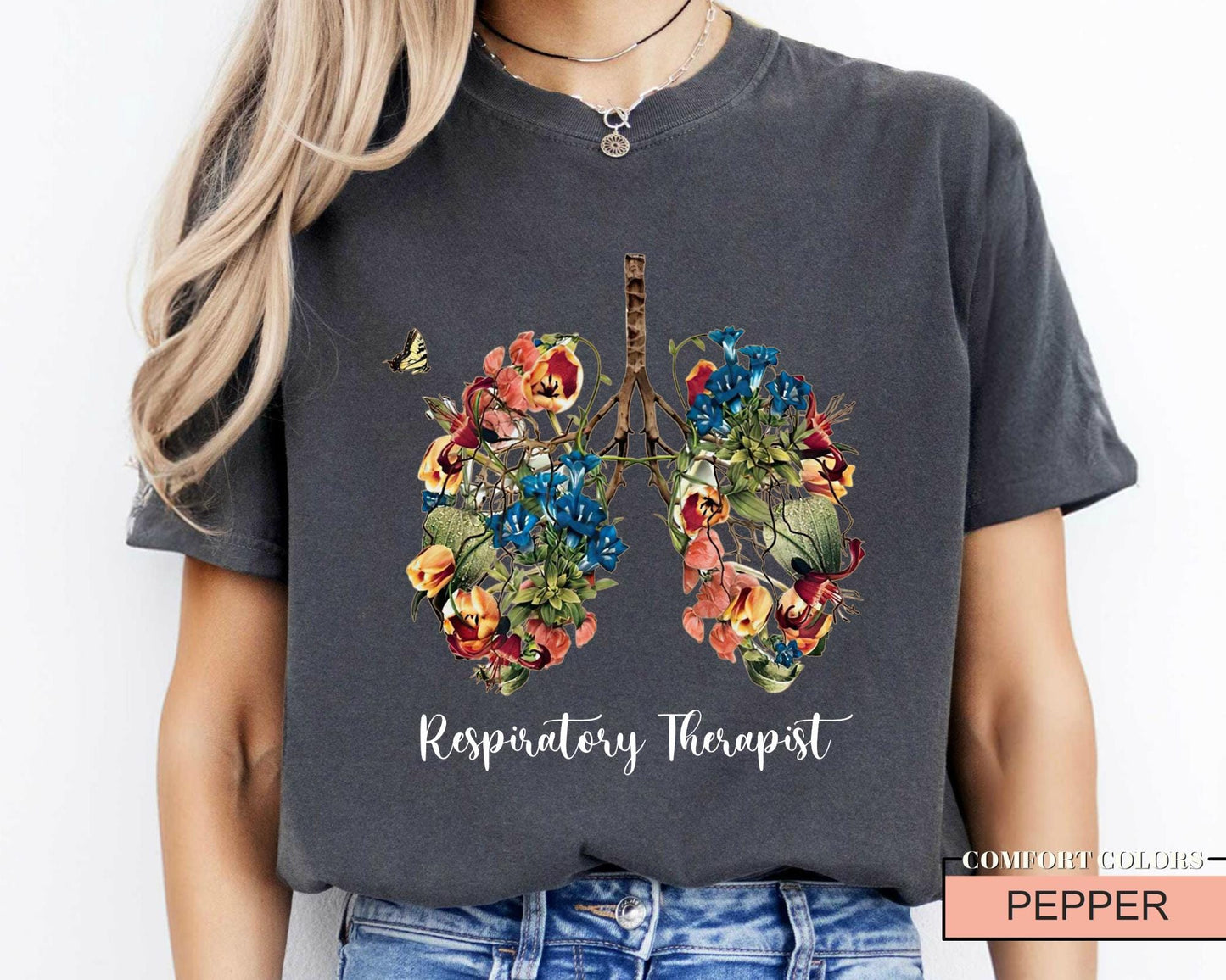 Floral Lungs Respiratory Therapist Shirt: Soft Cotton Tee