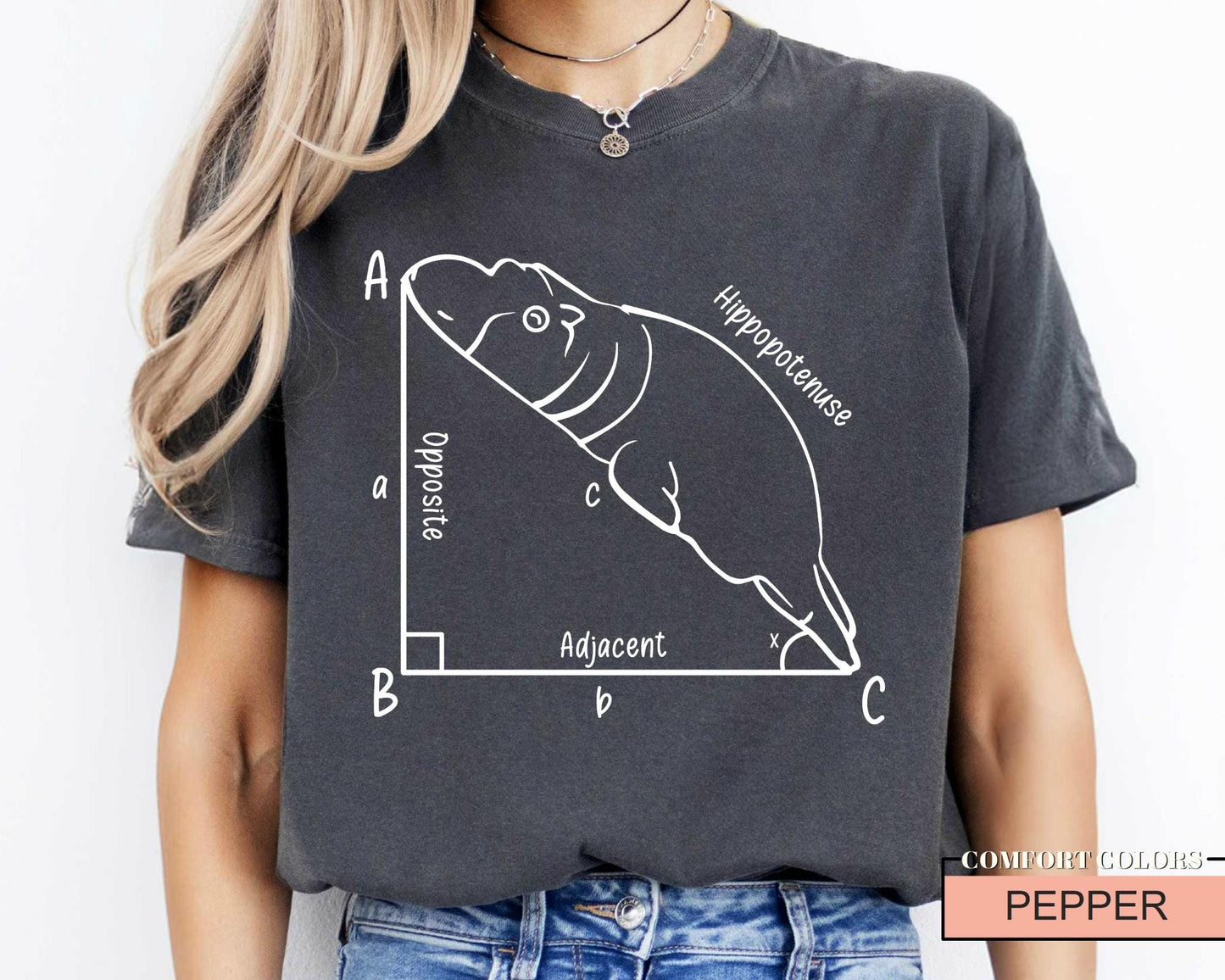 Funny Hippopotenuse Math T-Shirt, Geometry Teacher Gift