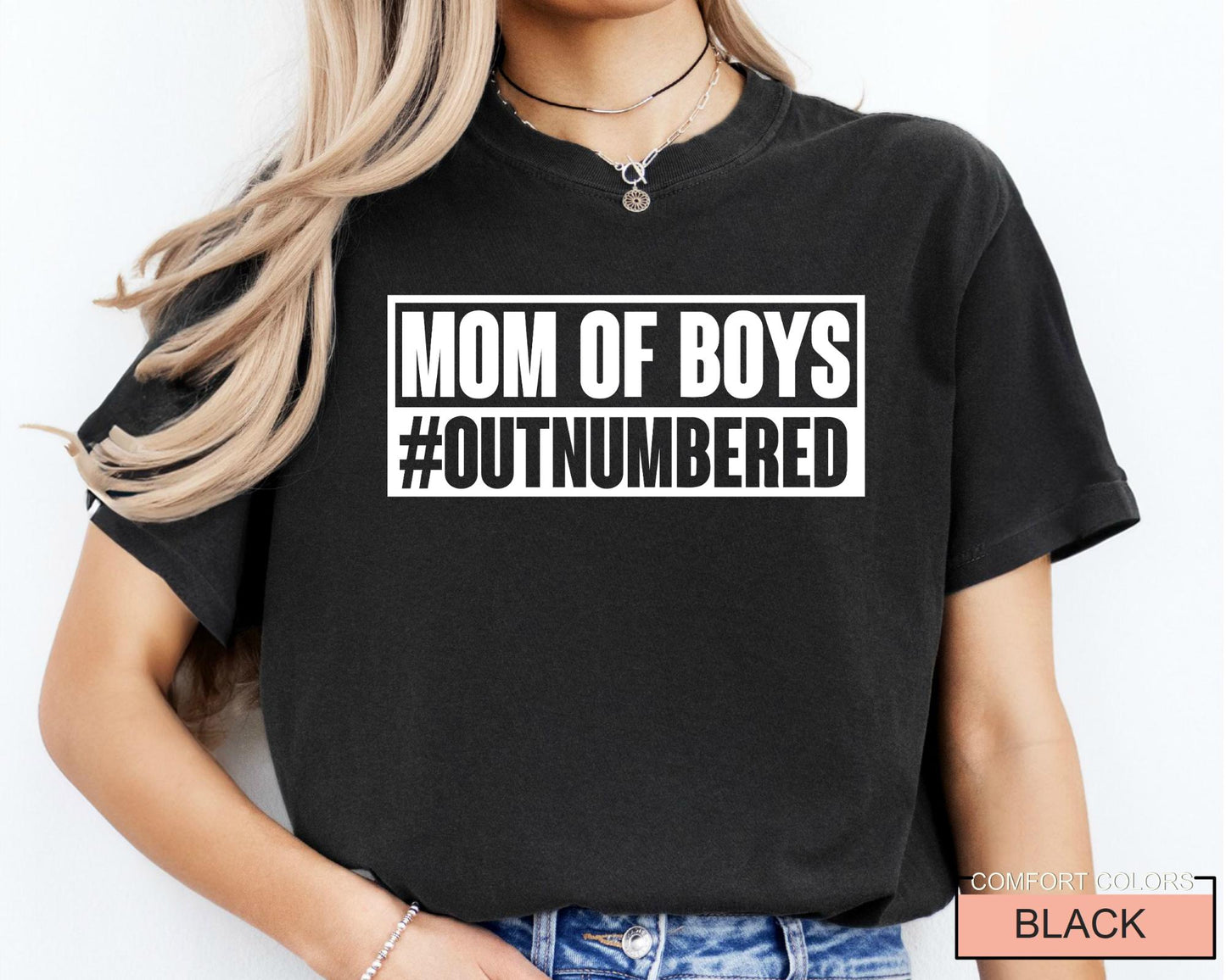 Outnumbered Mom Of Boys Shirt: Funny Mama Tee, New Mother Gift