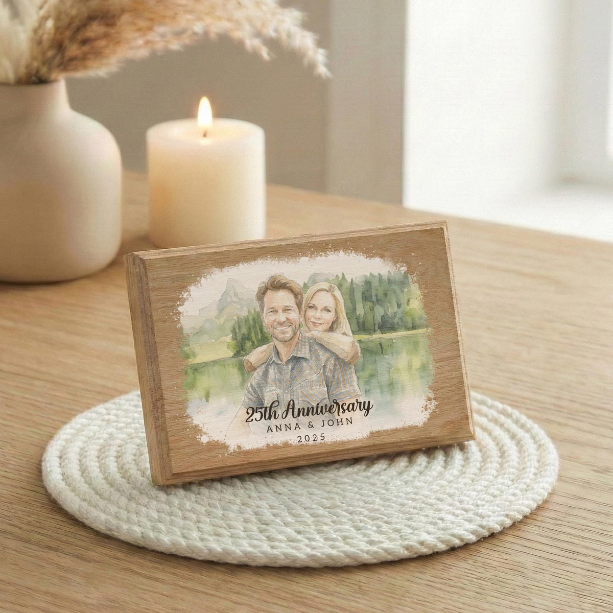 Custom Wedding Anniversary Wooden Photo Frame - Valentines Day Picture Gift