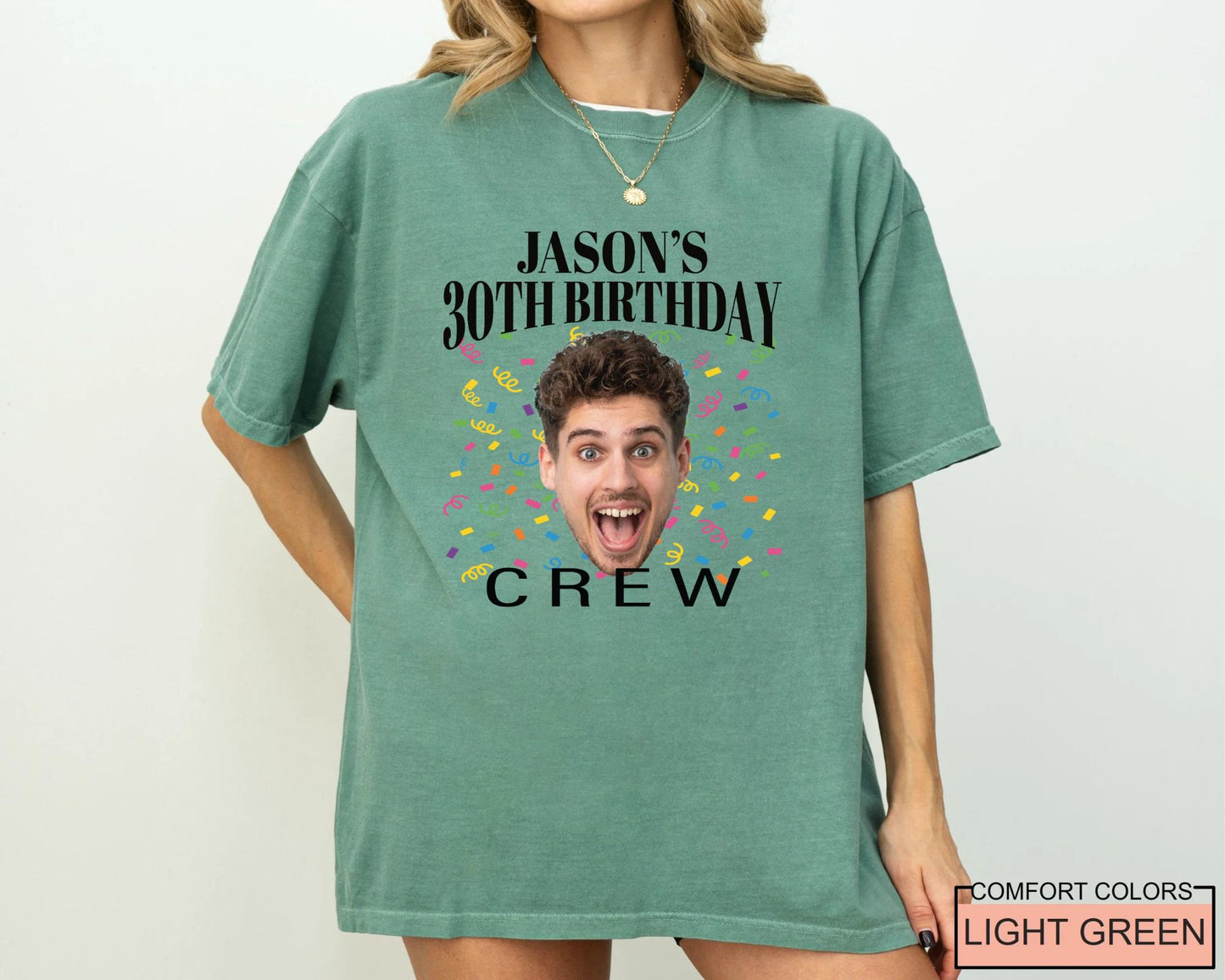Custom Thirty Birthday Photo Shirt, Personalized 30th Portrait Party Crew Tee