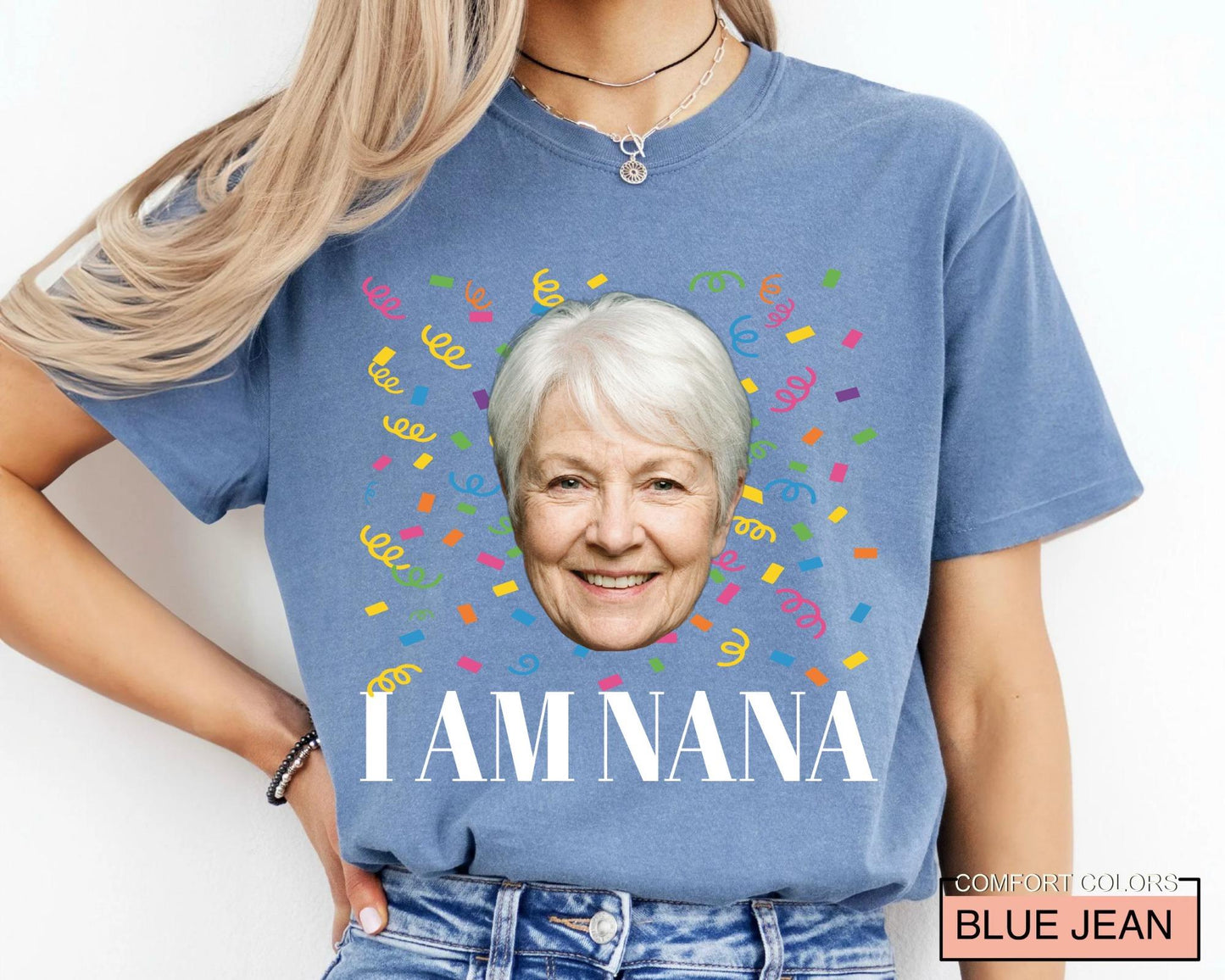 Grandmother Custom Year 75th Birthday Crew Shirt - Photo Matching Grandma Celebration Outfit