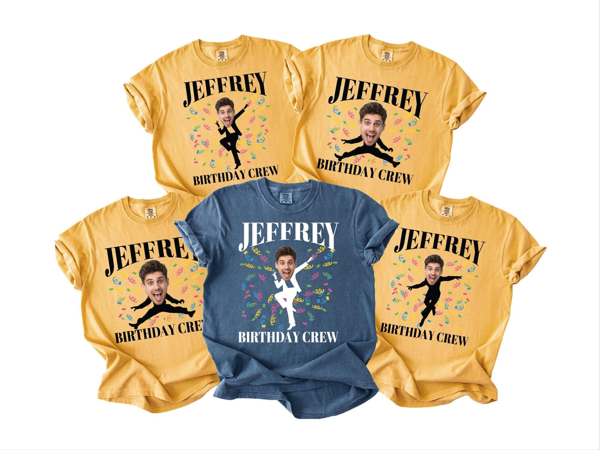 Funny Birthday Man Face Photo Shirt, Matching Birthday Party Boy Group Tee