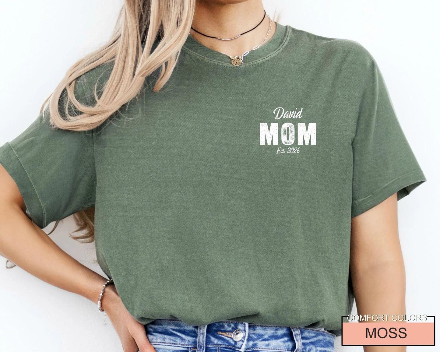 Personalized Mom Est Year Shirt for New Pregnant Mother, Custom Child Name New Mama Tee