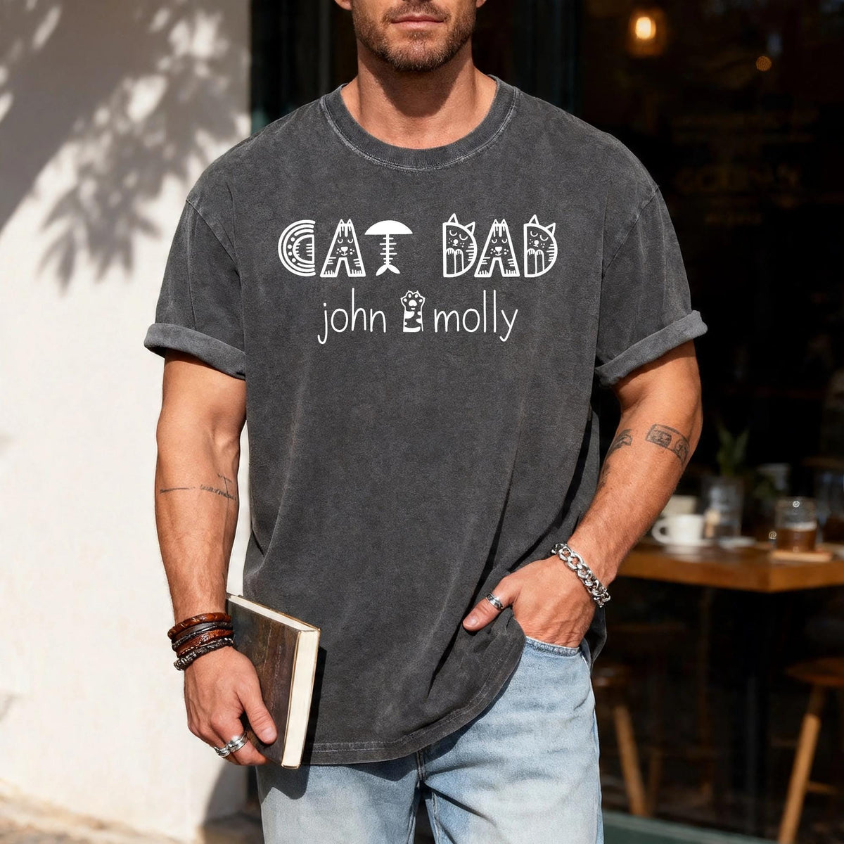 Custom Cat Dad Shirt with Cat Names, Personalized Cat Dad Shirt Gift, Cat Father Present, Cute New Cat Owner Shirt, Best Cat Dad Ever Shirt