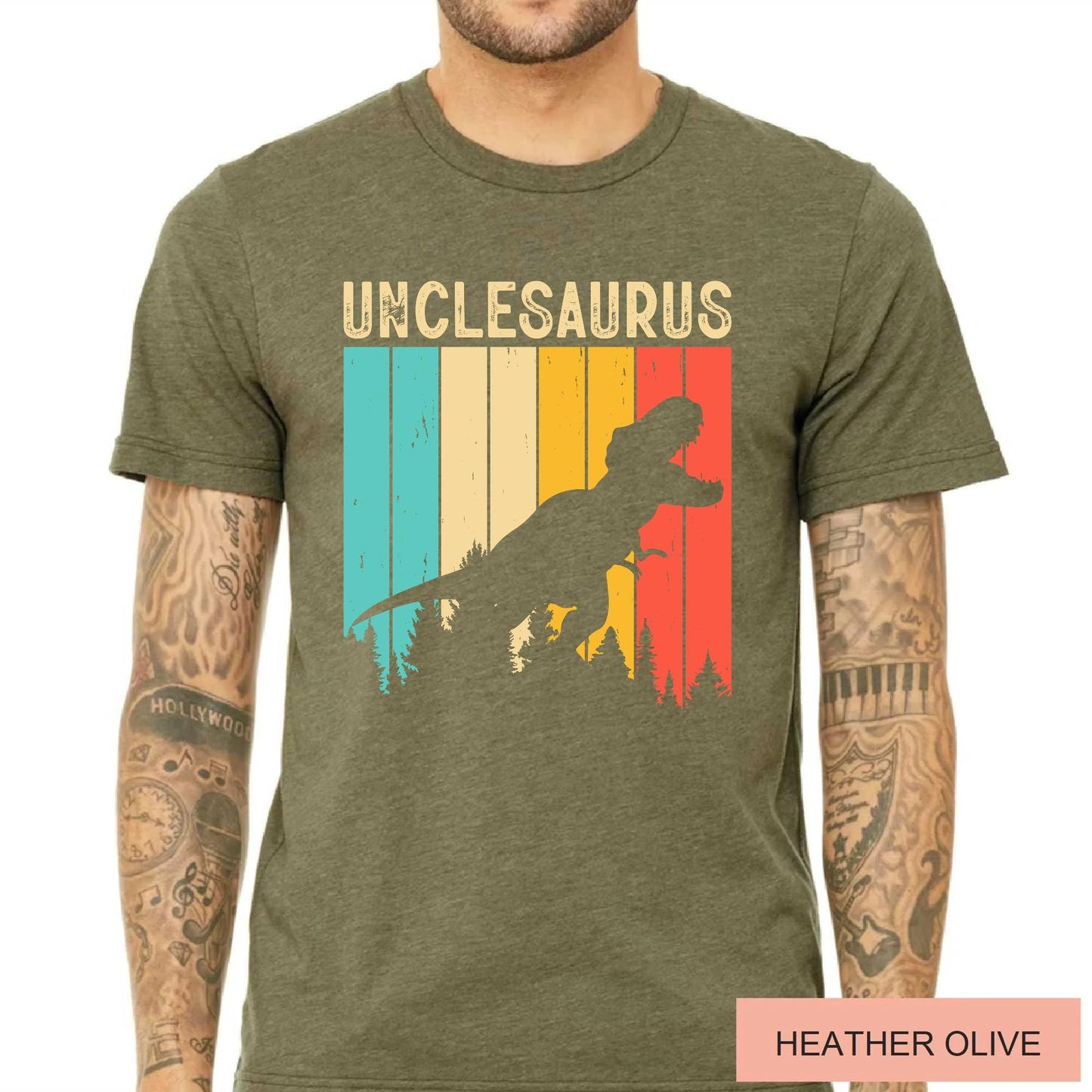 Unclesaurus Dinosaur Shirt for Uncle, Funny Retro T-Rex Uncle Gift, Cool Uncle Shirt for Birthday, Father's Day Baby Announcement Uncle Gift