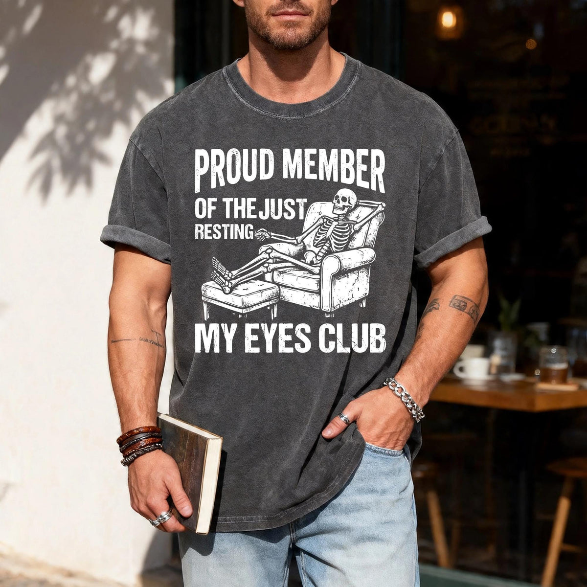 Humorous Skeleton Just Resting My Eyes Shirt, Sarcastic Napping Club Tee