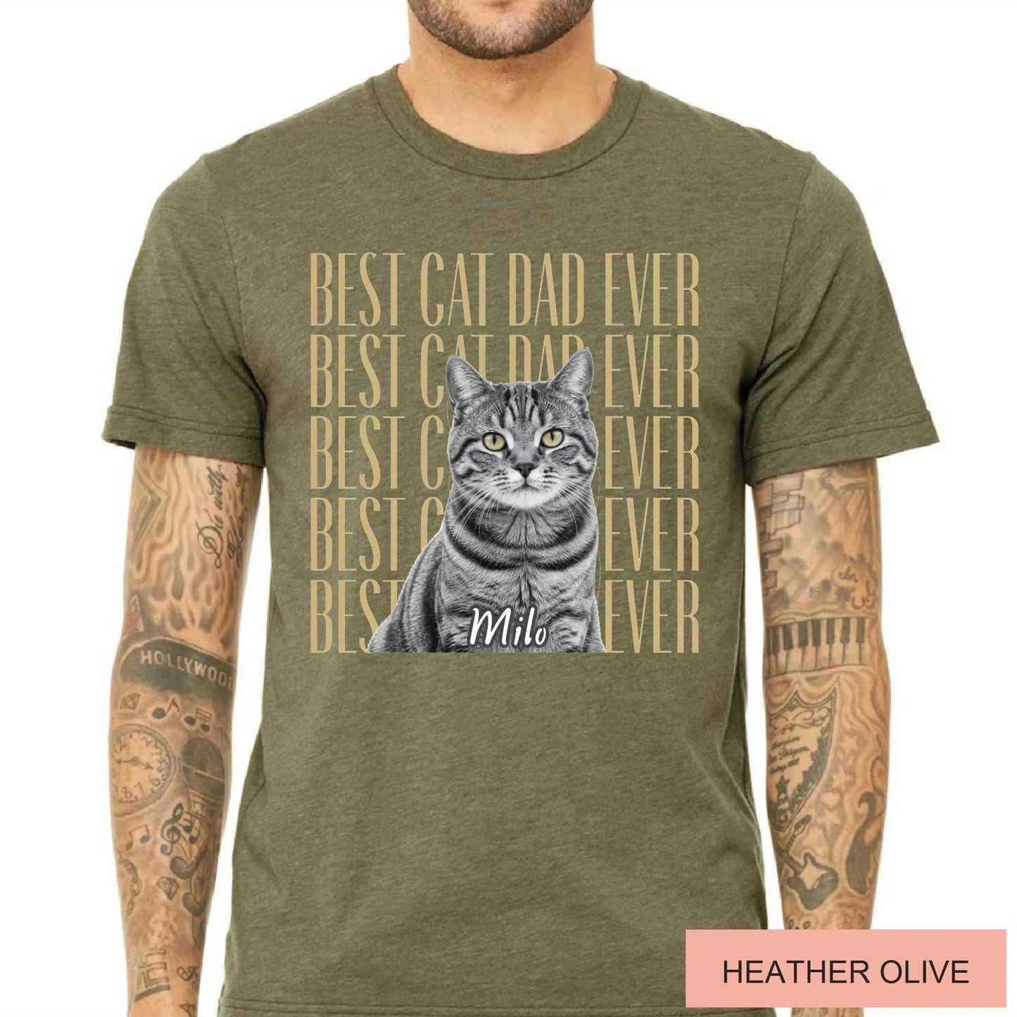 Personalized Cat Photo Shirt, Custom Pet Portrait Tee, Cat Dad Gift