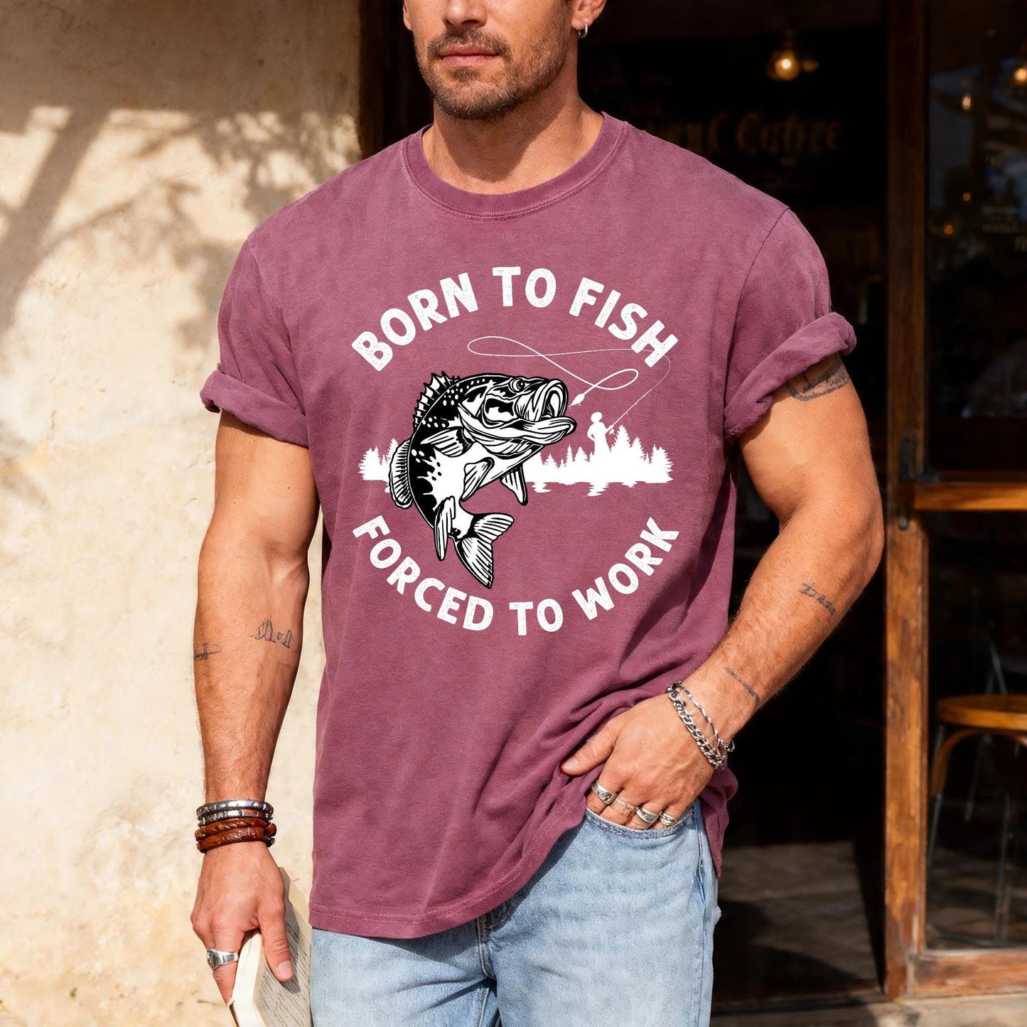Funny Fishing T-Shirt: Born To Fish - Comfort Colors 1717