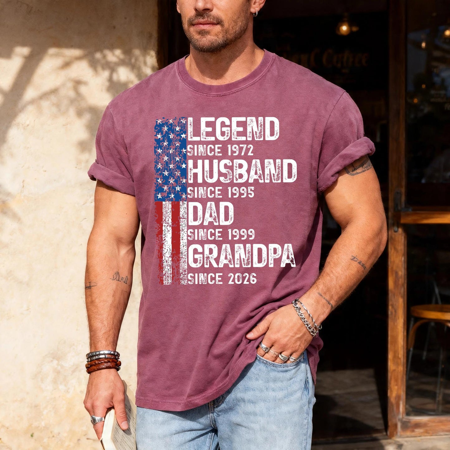 Custom Date Legend Husband Dad Grandpa Shirt, Fathers Day Tee
