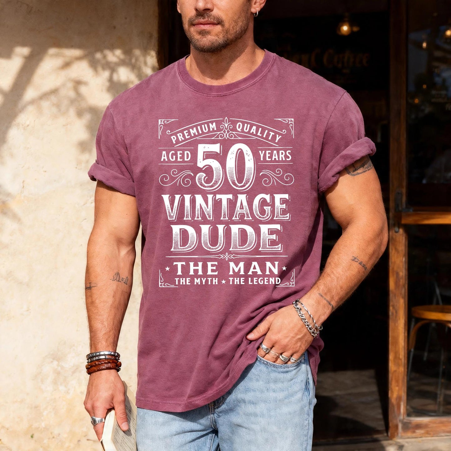 Vintage Dude 50 Years Old Shirt, Custom Mens 50th Birthday Tshirt