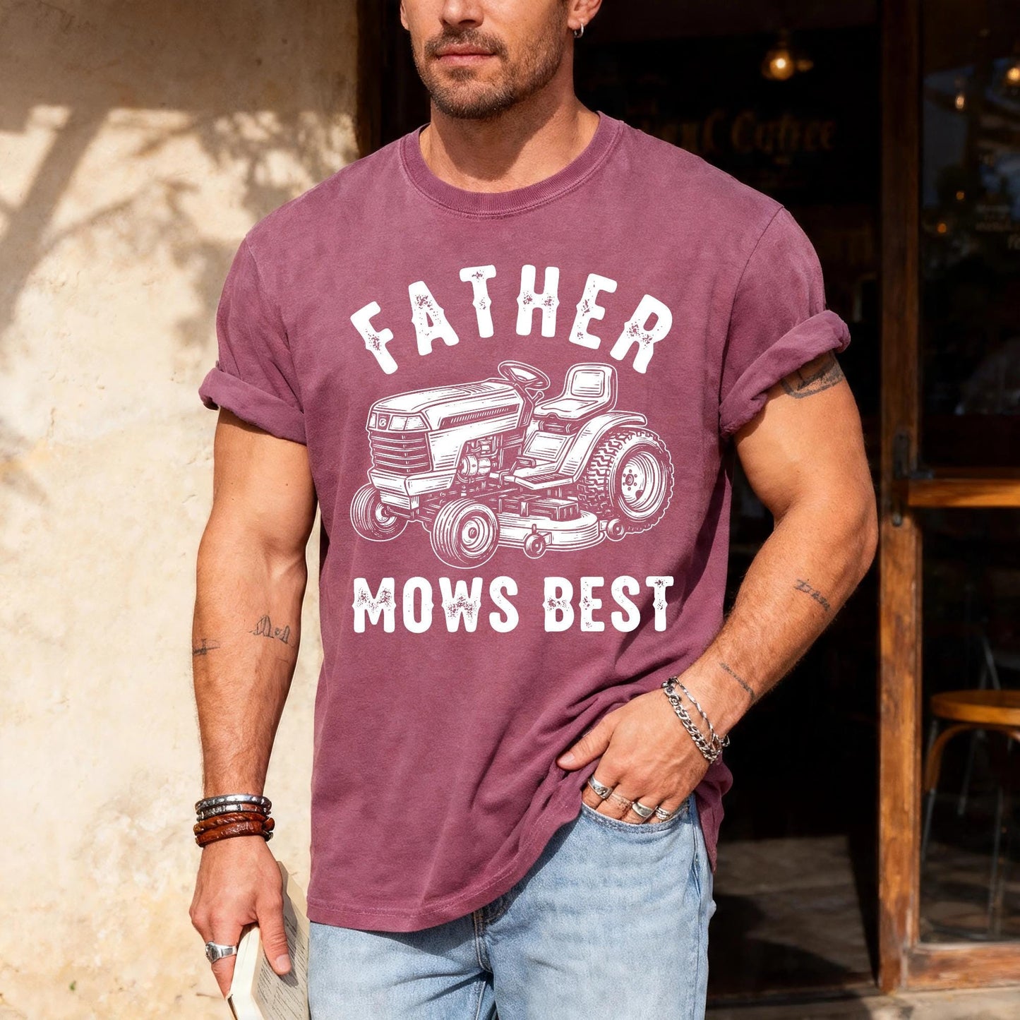 Father Mows Best Shirt, Riding Lawn Mower Tee