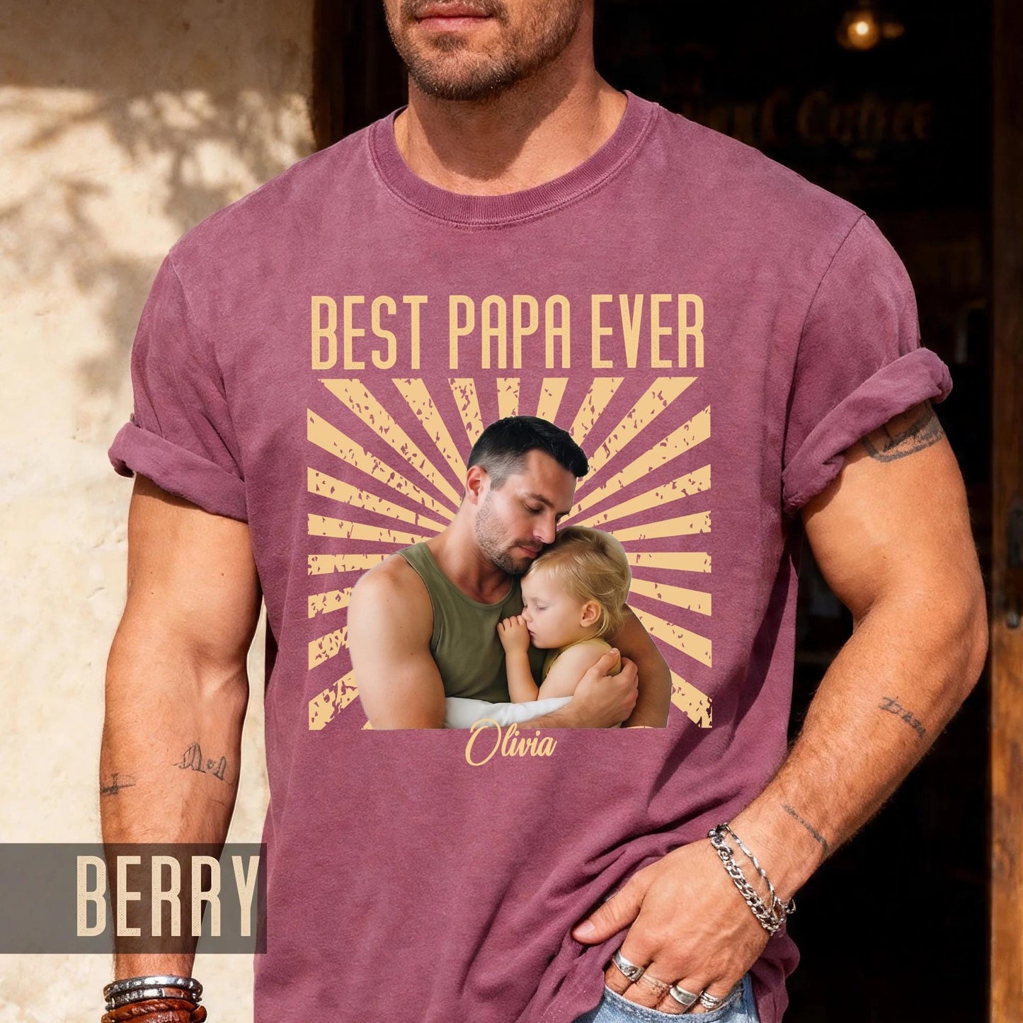 Vintage Photo Best Papa Ever Shirt, Fathers Day Grandfather Gift for Dad