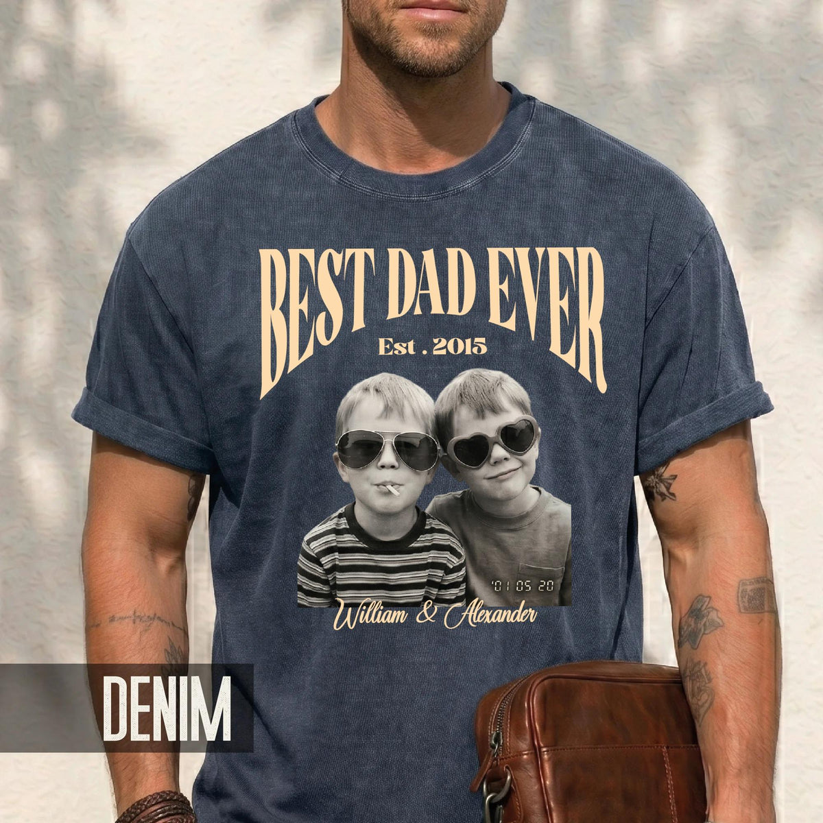 Custom Dad Vintage Photo Shirt, Fathers Day Shirt With Kids Pictures, Best Dad Ever Shirt