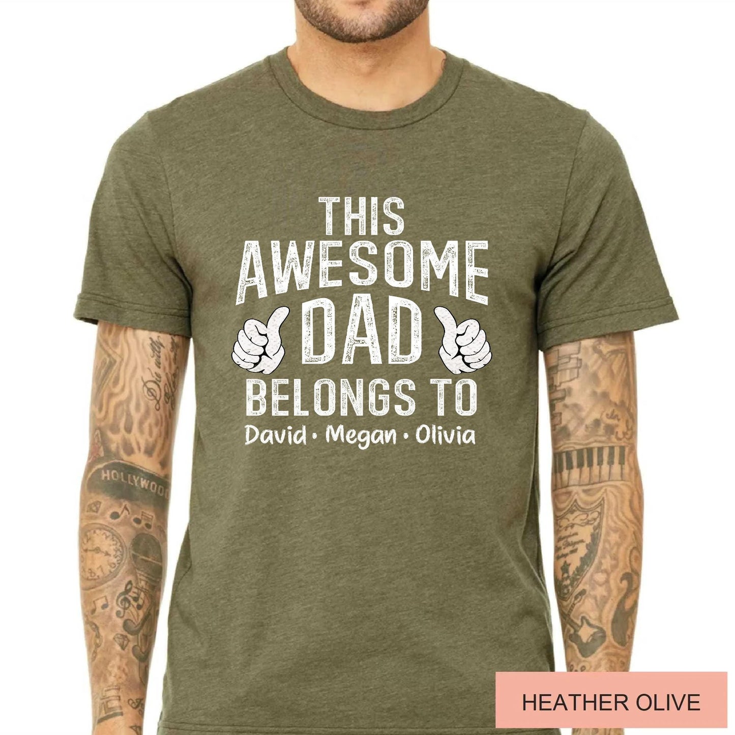 Custom Dad Shirt with Kids Names Gift for Him Fathers Day Gift from Wife Awesome Dad Shirt Husband Gift for Fathers Day