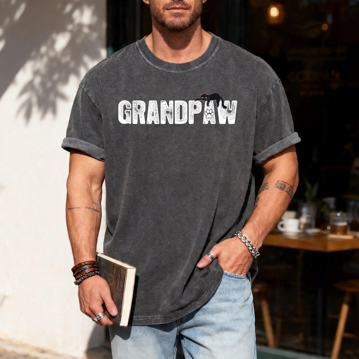 Funny Cat Shirt for Grandpa - Comfort Colors Grandpaw T-Shirt - Cat Owner Grandfather Gift