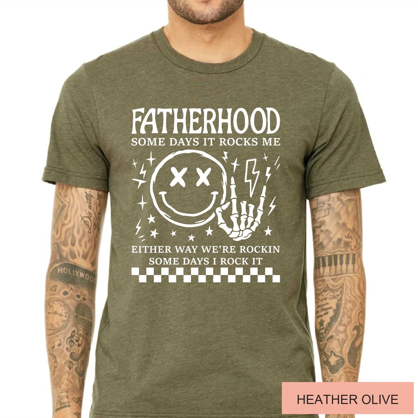 Funny Punk Rock Dad T-Shirt, Skeleton Hand, Father's Day Gift
