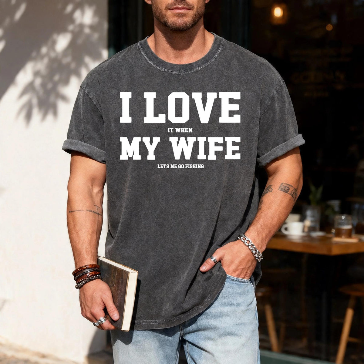 Funny Fishing Shirt for Men, I Love It When My Wife Lets Me Go Fishing, Gift from Wife to Angler, Fisherman Husband Gift for Father's Day