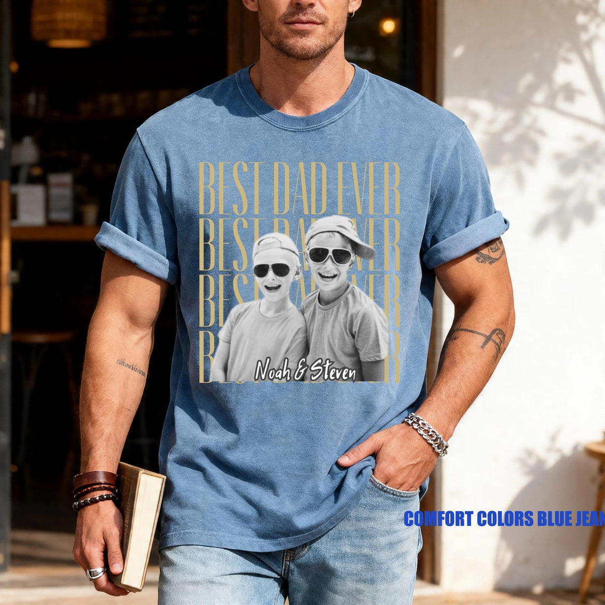 Dad Shirt With Kids Pictures - Personalized Fathers Day Photo Gift From Wife