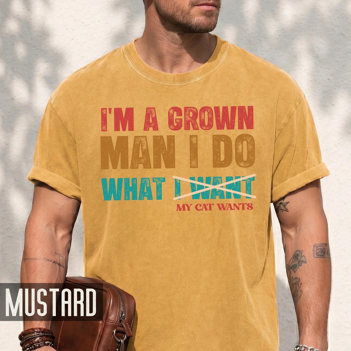 Funny Cat Dad Shirt: I Do What My Cat Wants - Men's Gift
