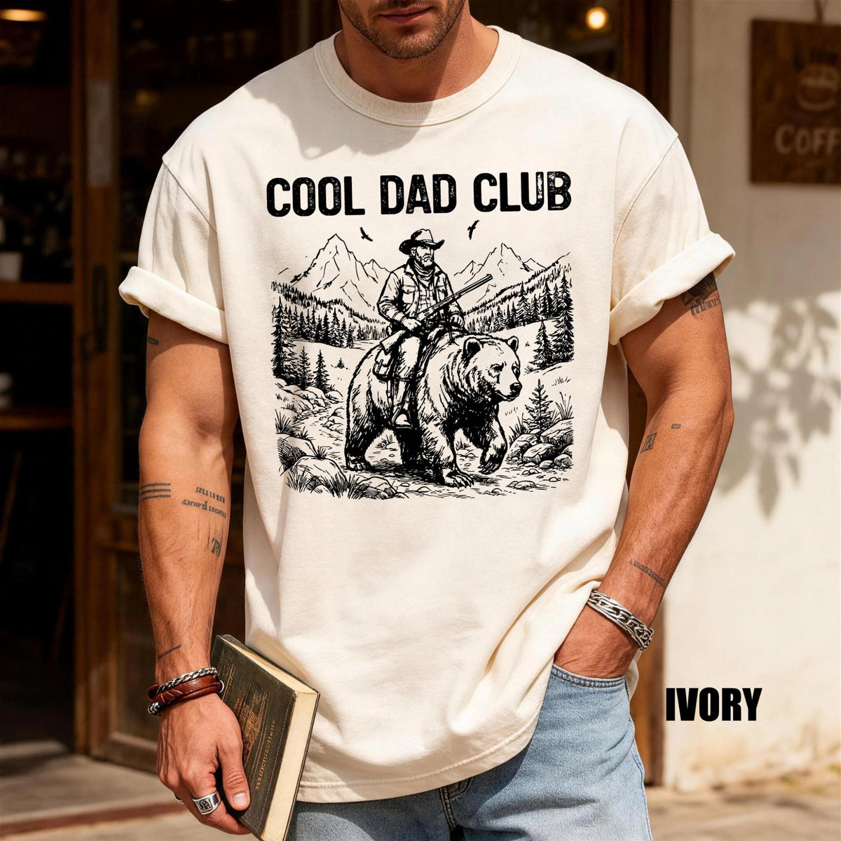 Dad Club Bear Rider Graphic Tee, Outdoorsman Gift