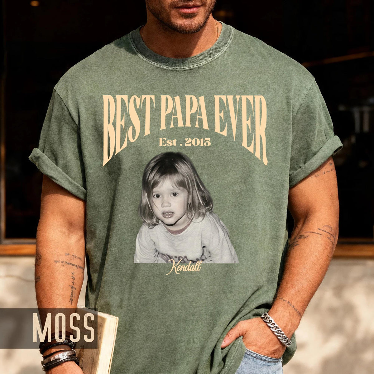 Best Papa Ever Shirt - Custom Fathers Day Gift with Kids Pictures for Grandpa