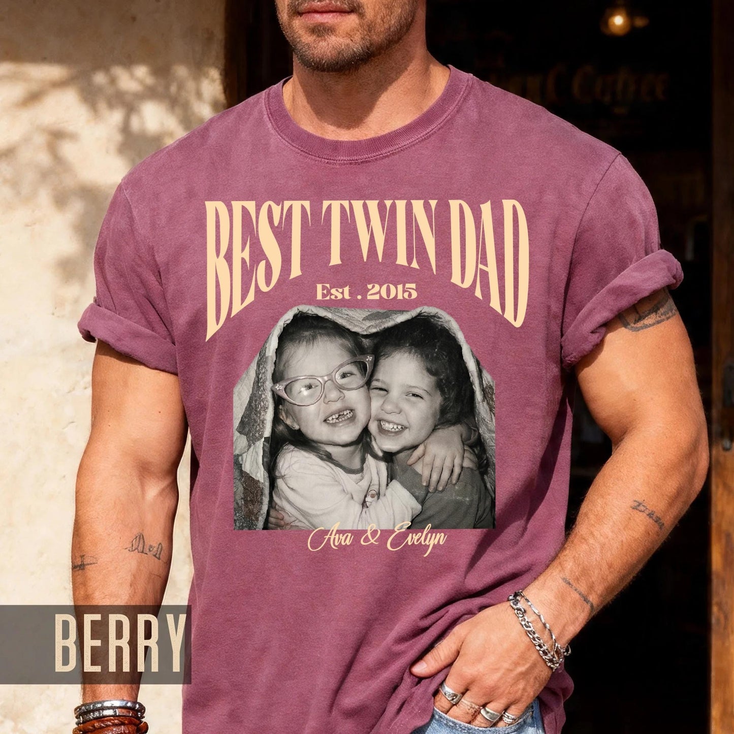 Twin Photo Dad Shirt, New Twin Father Gift, First Time Daddy Tee