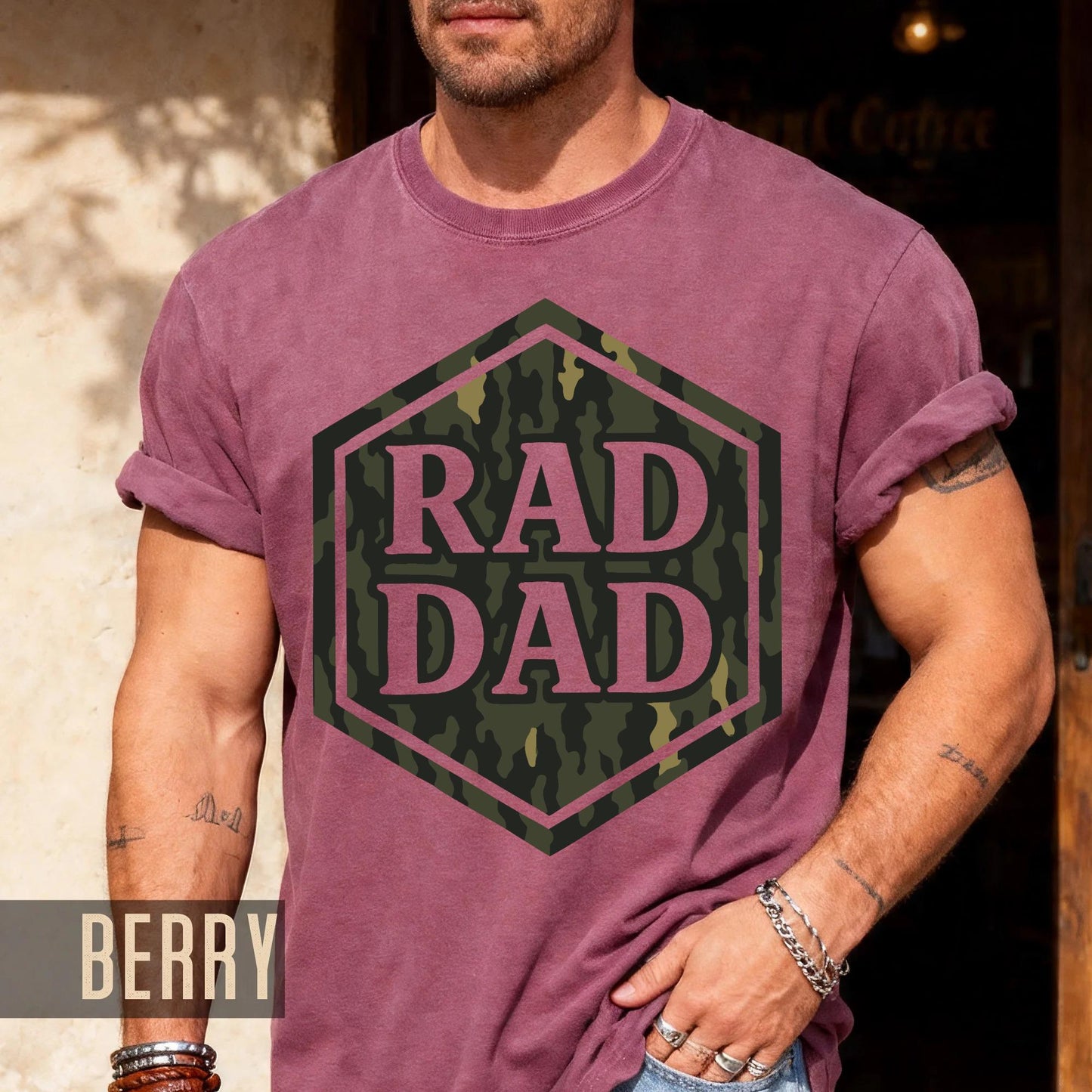 Rad Dad Camouflage Print Shirt, Military Father Patriotic Dad Gift, First Fathers Day Present, Gift for Husband, Rad Dad Camo Shirt