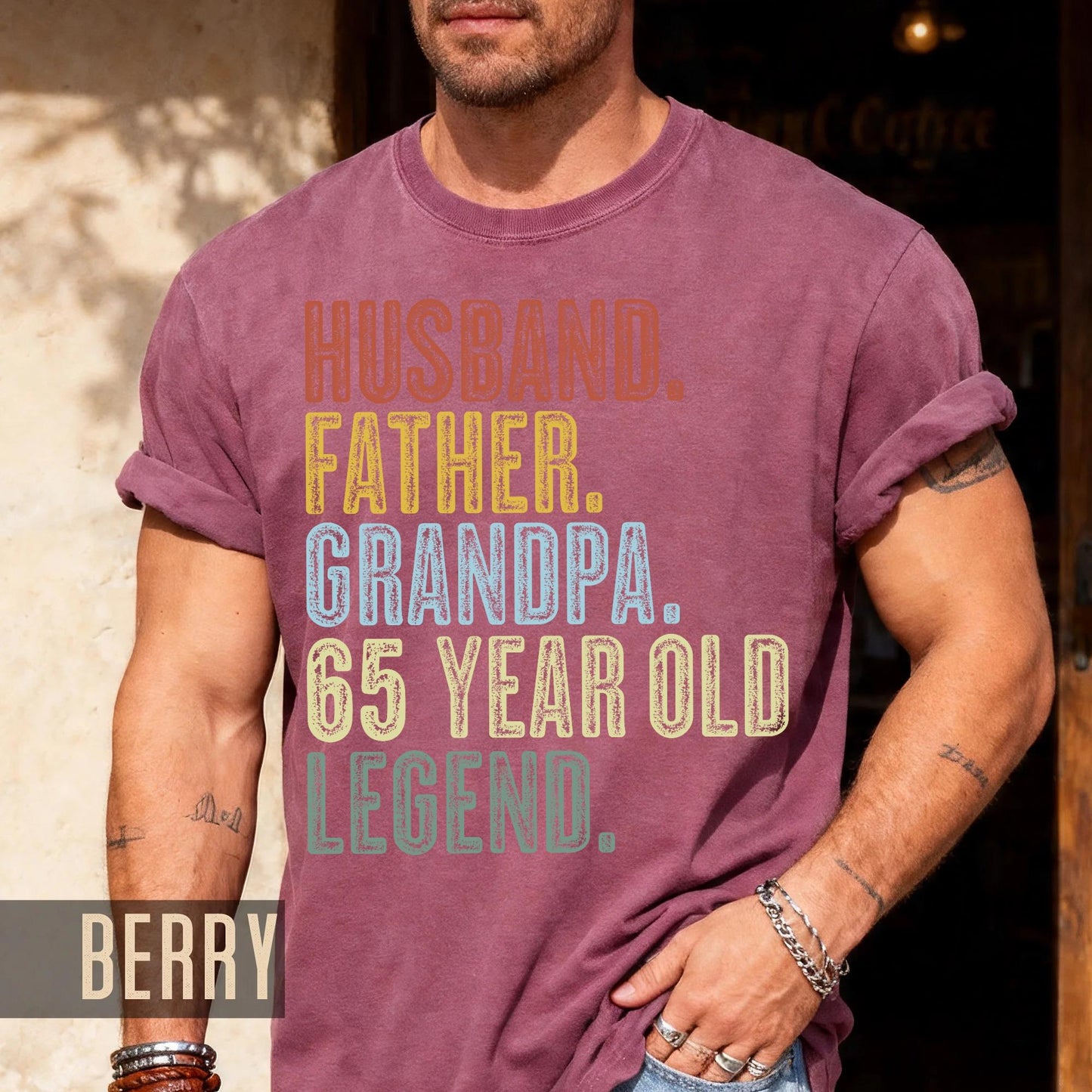 65 Year Old Birthday T-Shirt, Husband Father Grandpa Legend Tee