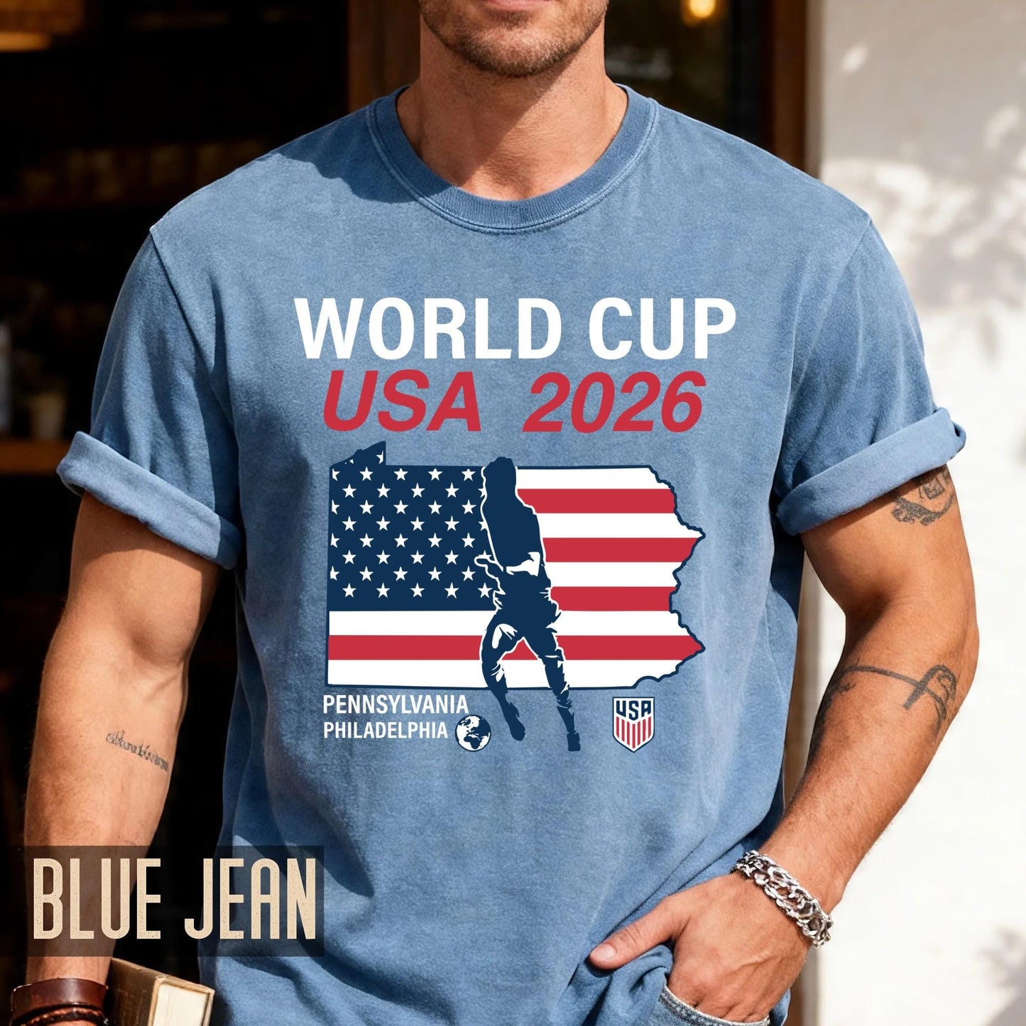 World Cup USA 2026 Philadelphia Pennsylvania Map Shirt, Global Football Fan Apparel