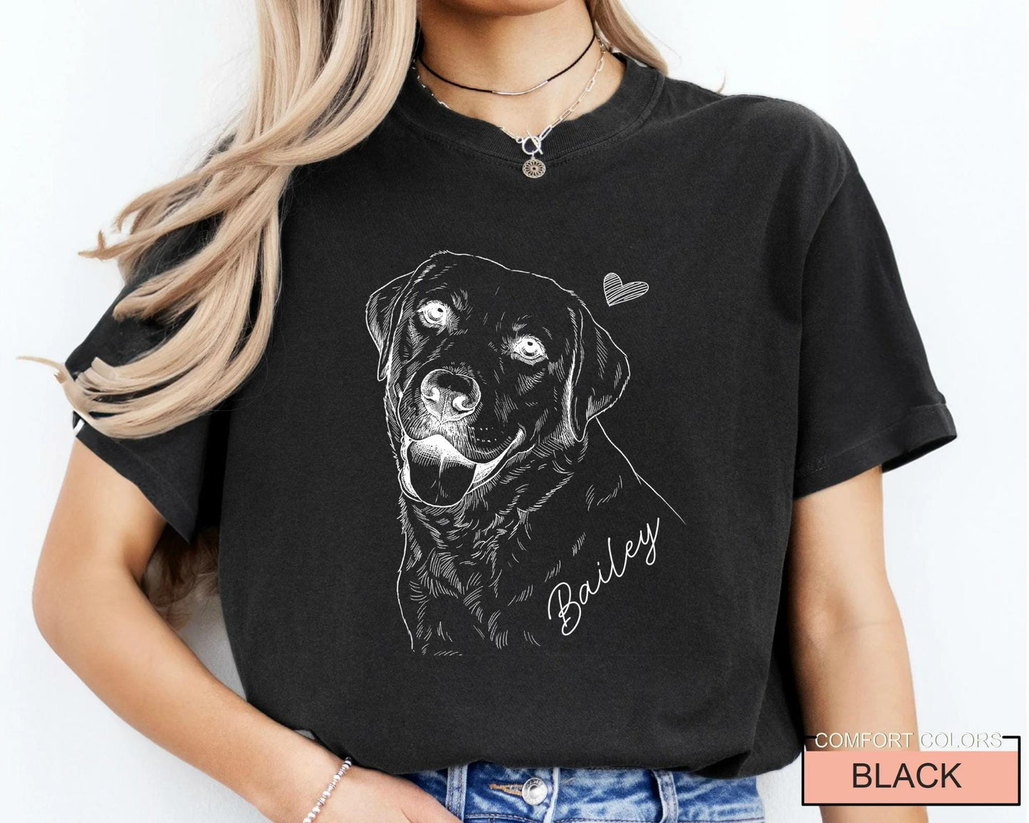 Custom Pet Photo Sketch Shirt, Personalized Dog Portrait Tee